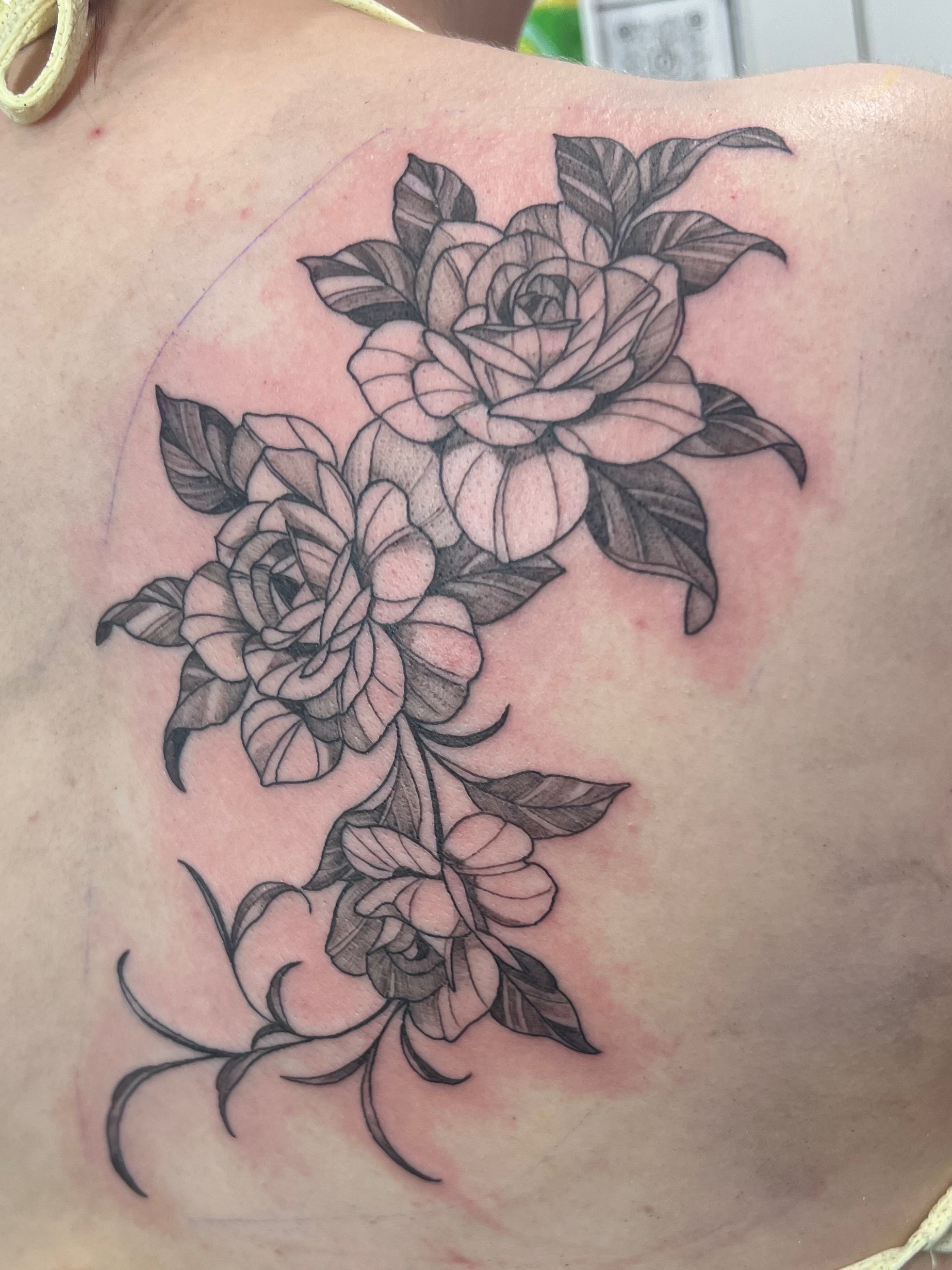 Dotwork tattoo on the back by Jesus at Platinum Tattoos & Piercings, San Antonio TX