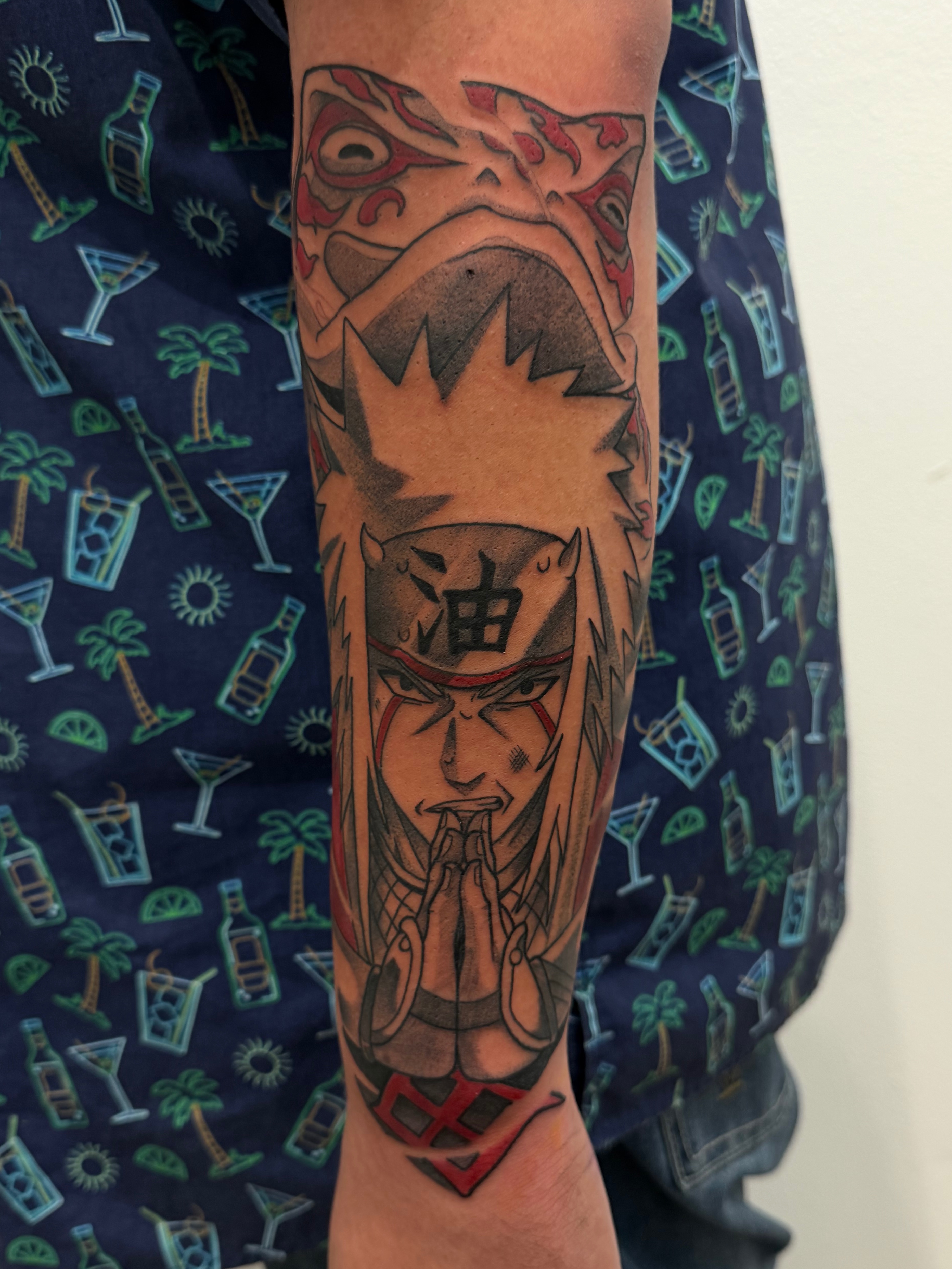 Anime tattoo on the forearm by Jesus at Platinum Tattoos & Piercings, San Antonio TX