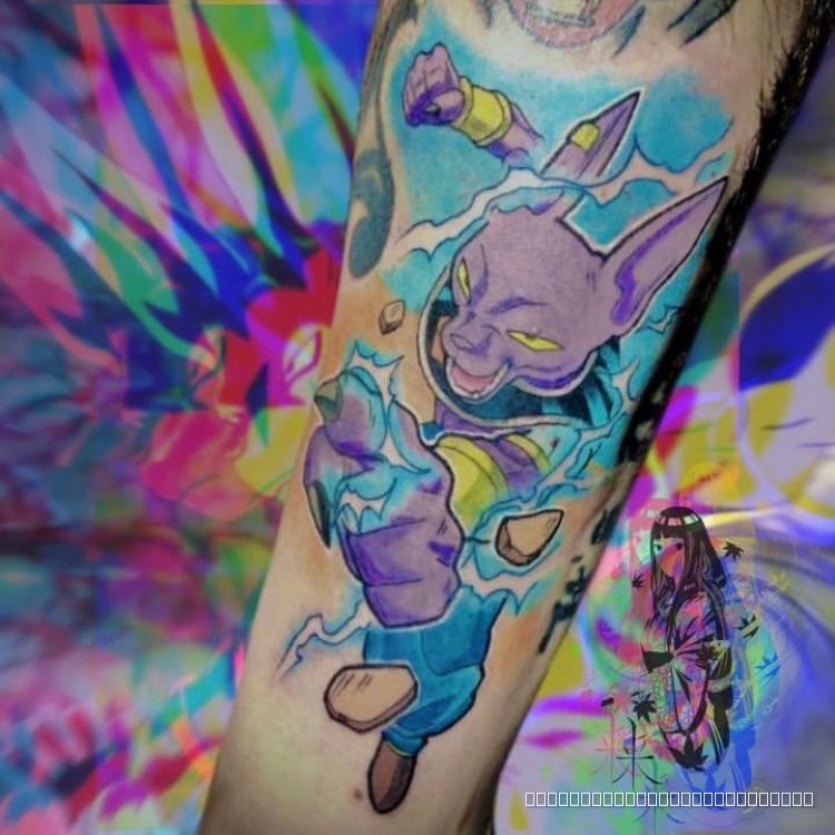 Anime tattoo on the forearm by Jordan at Platinum Tattoos & Piercings, San Antonio TX