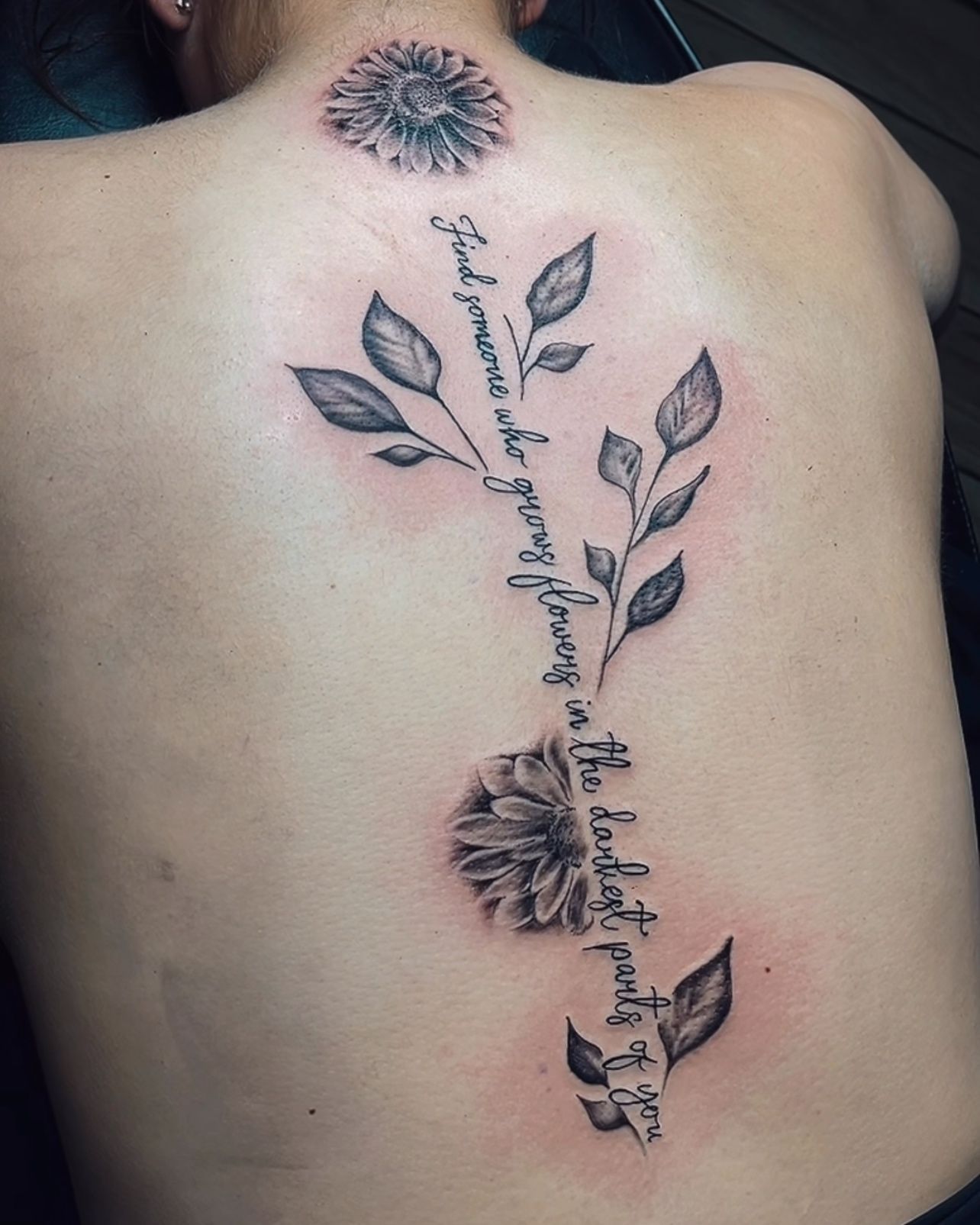 Floral tattoo by Skar at Platinum Tattoos & Piercings, San Antonio TX