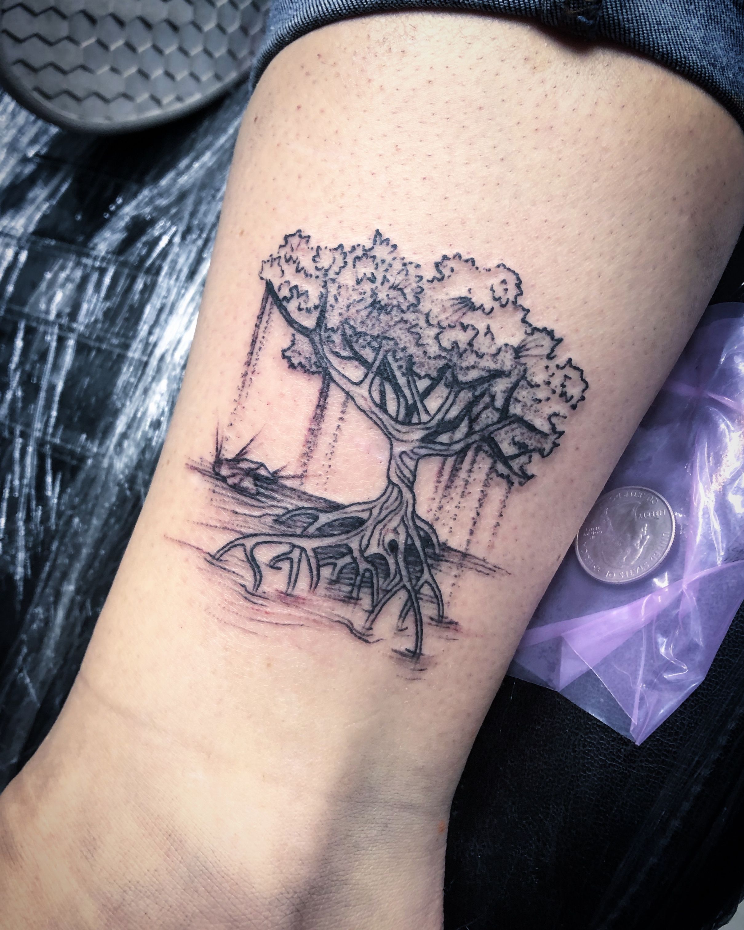 Blackwork tattoo on the wrist by Jordan at Platinum Tattoos & Piercings, San Antonio TX