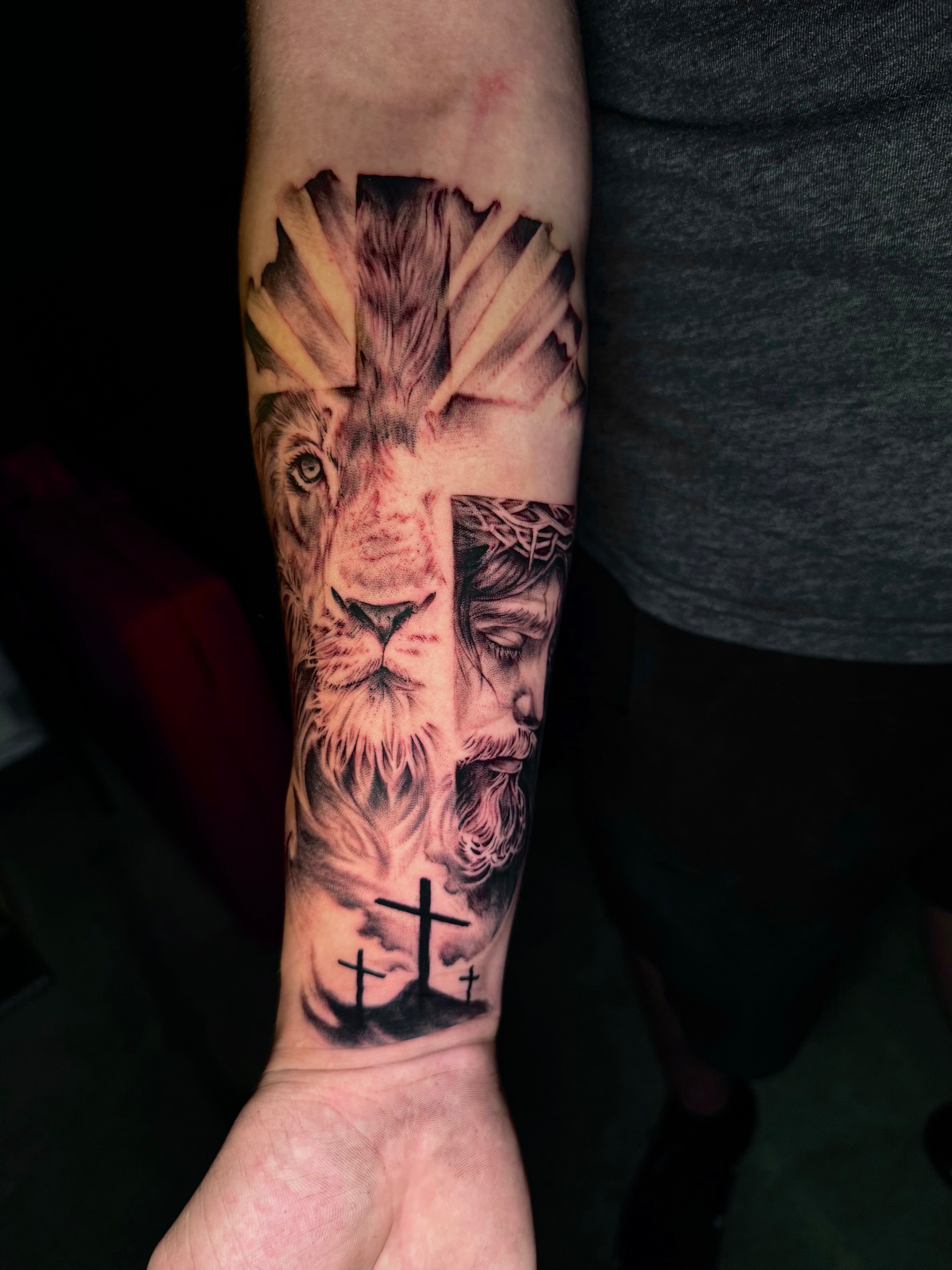 Realism tattoo on the forearm by Jordan at Platinum Tattoos & Piercings, San Antonio TX