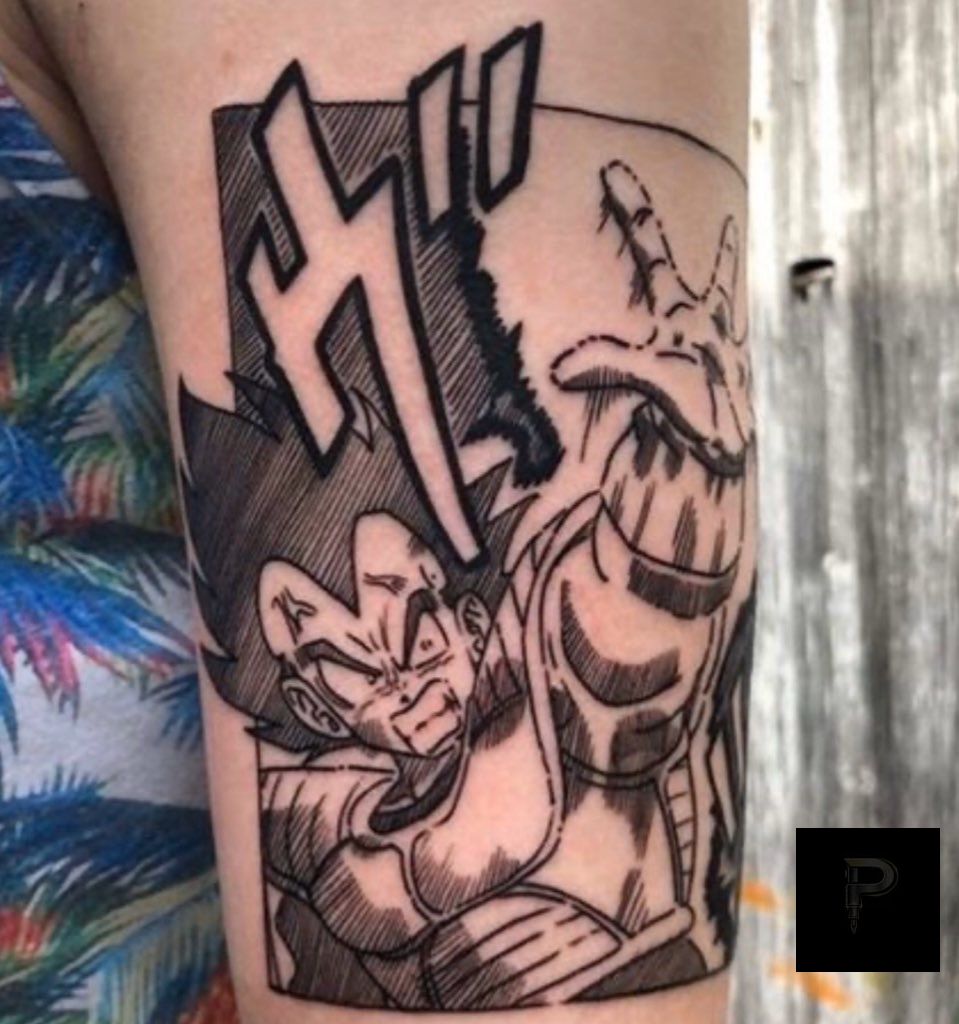 Anime Black Sunflower tattoo on the Upper Arm by Jr at Platinum Tattoos & Piercings, San Antonio TX