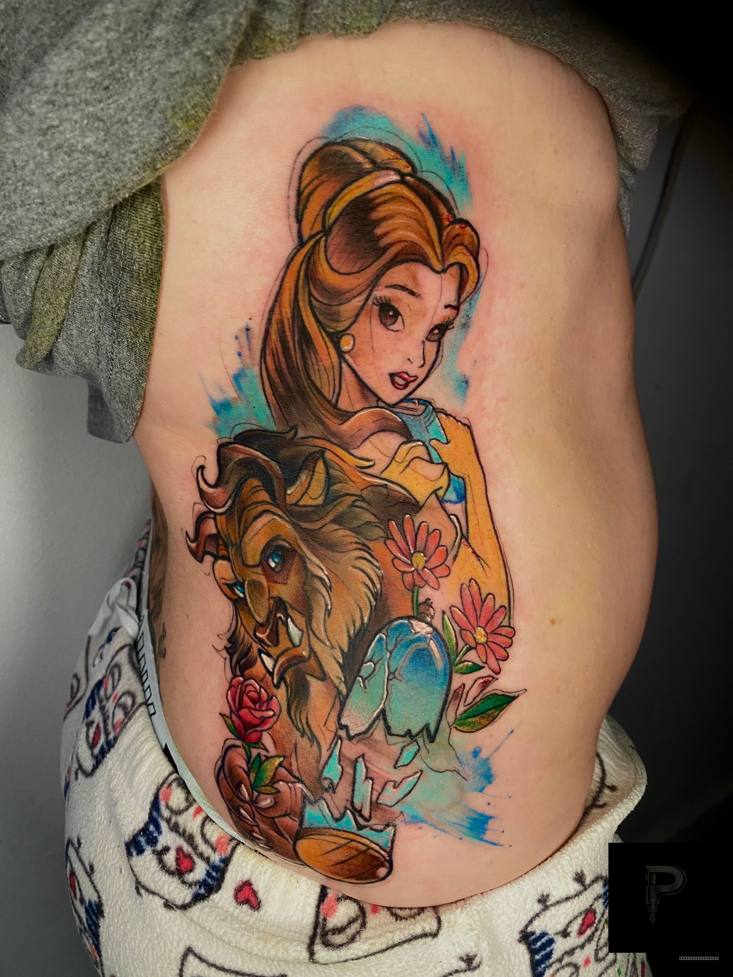 Watercolor, Cover-Up Multi-Color tattoo on the Ribs by Remy at Platinum Tattoos & Piercings, San Antonio TX