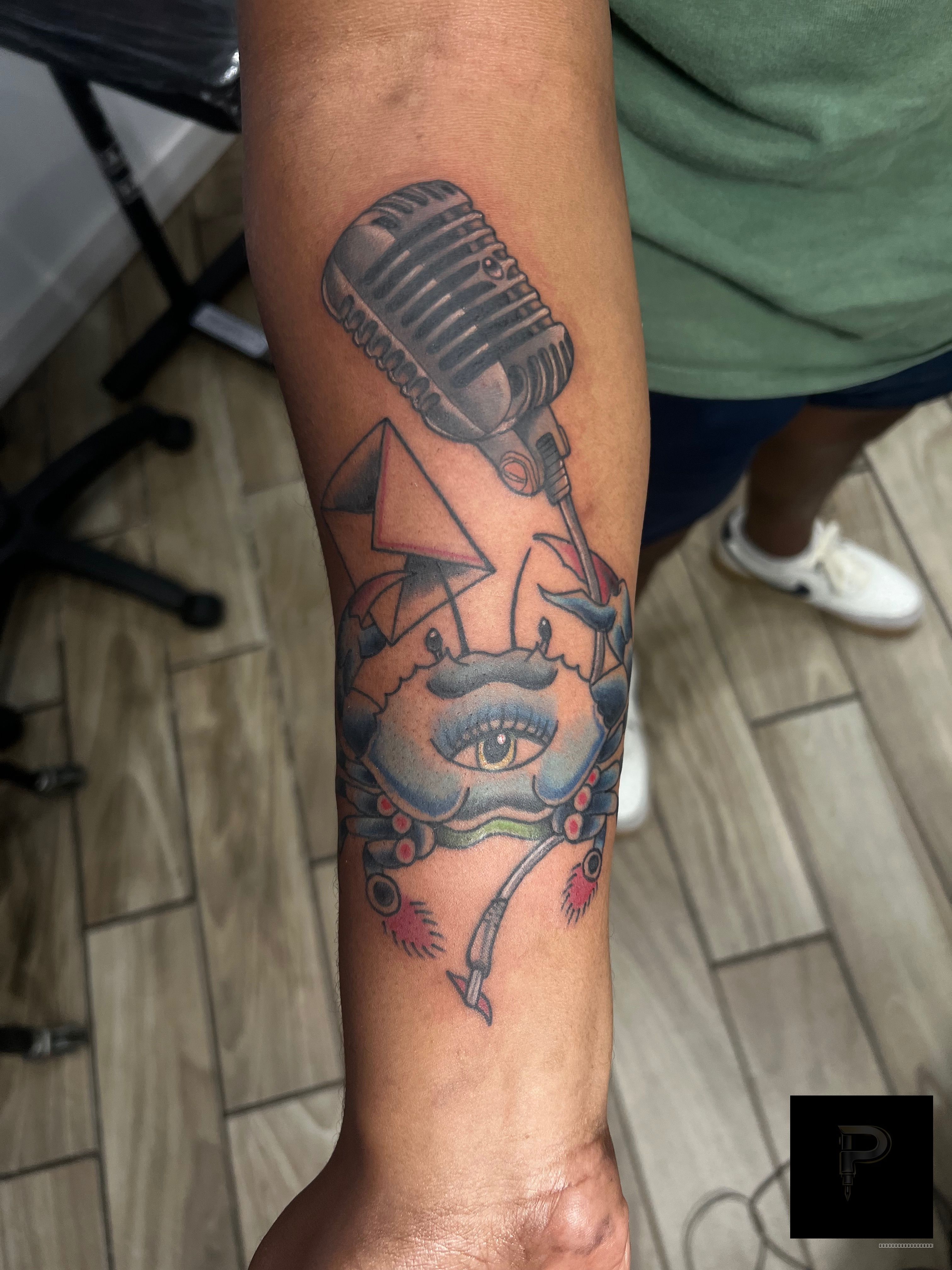 Traditional, Color Black, Blue, Red, Grey tattoo on the Forearm by Jesus at Platinum Tattoos & Piercings, San Antonio TX