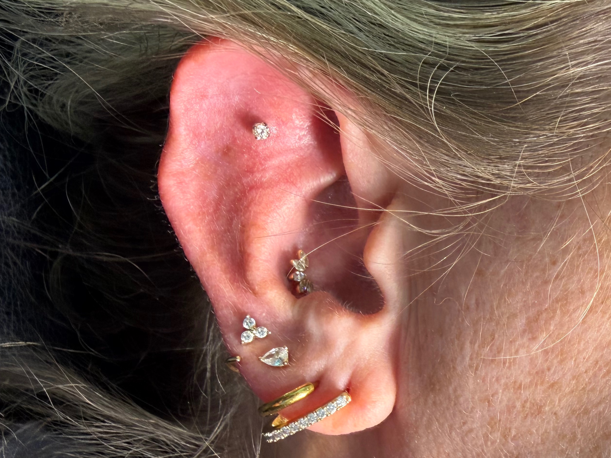 Flat piercing with Implant Grade Titanium Threadless by NeoMetal by Mingo at Platinum Tattoos & Piercings, San Antonio TX