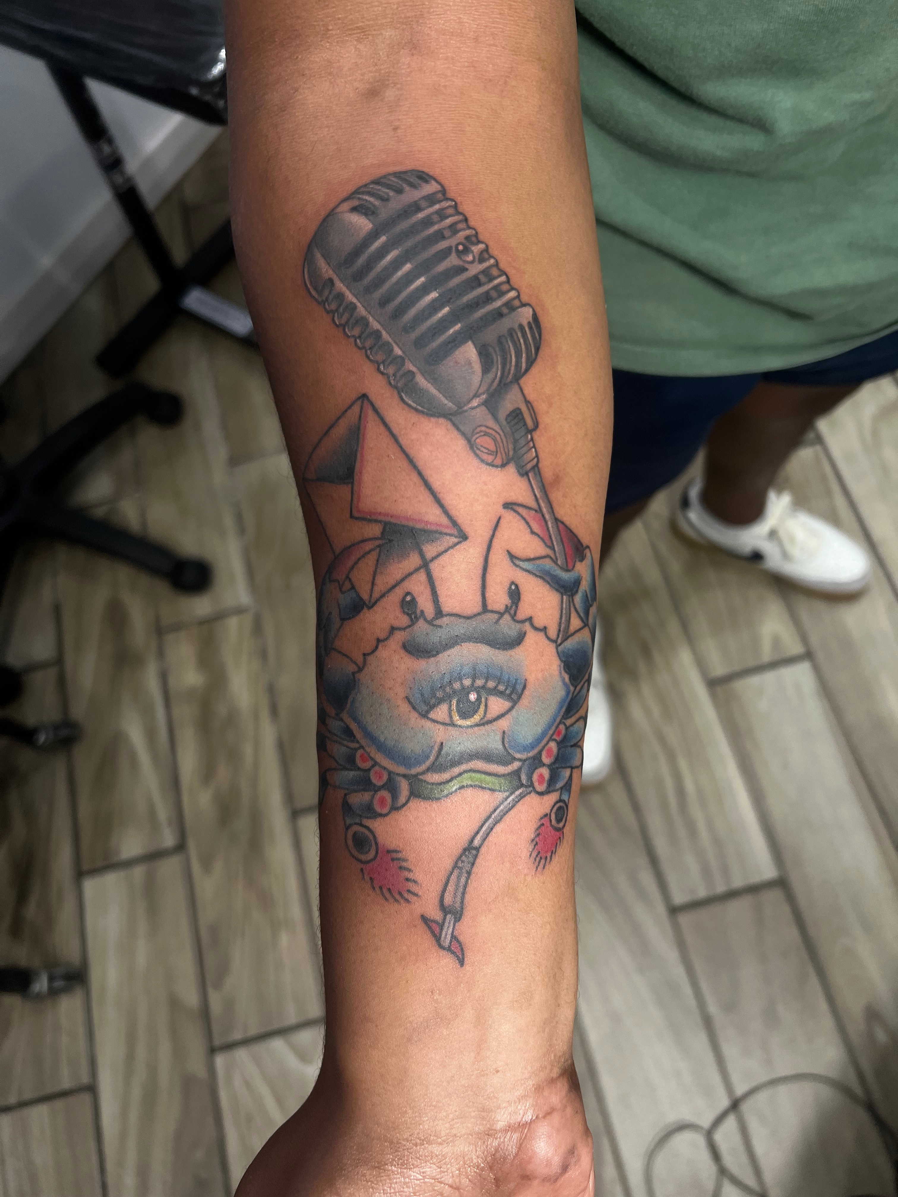 Traditional, Color Black, Blue, Red, Grey tattoo on the Forearm by Jesus at Platinum Tattoos & Piercings, San Antonio TX