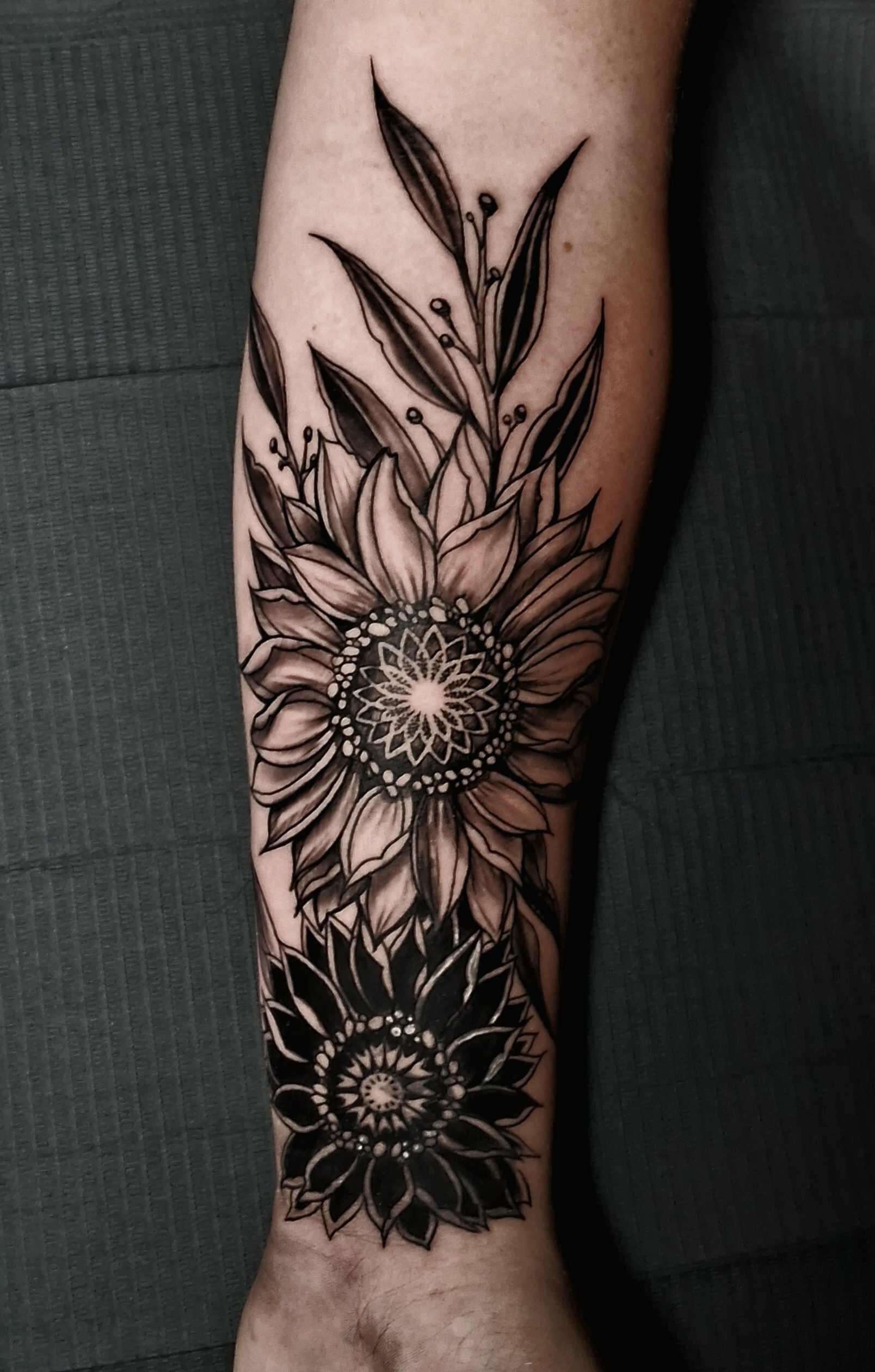 Black & Grey tattoo on the Upper Arm by Lee at Platinum Tattoos & Piercings, San Antonio TX