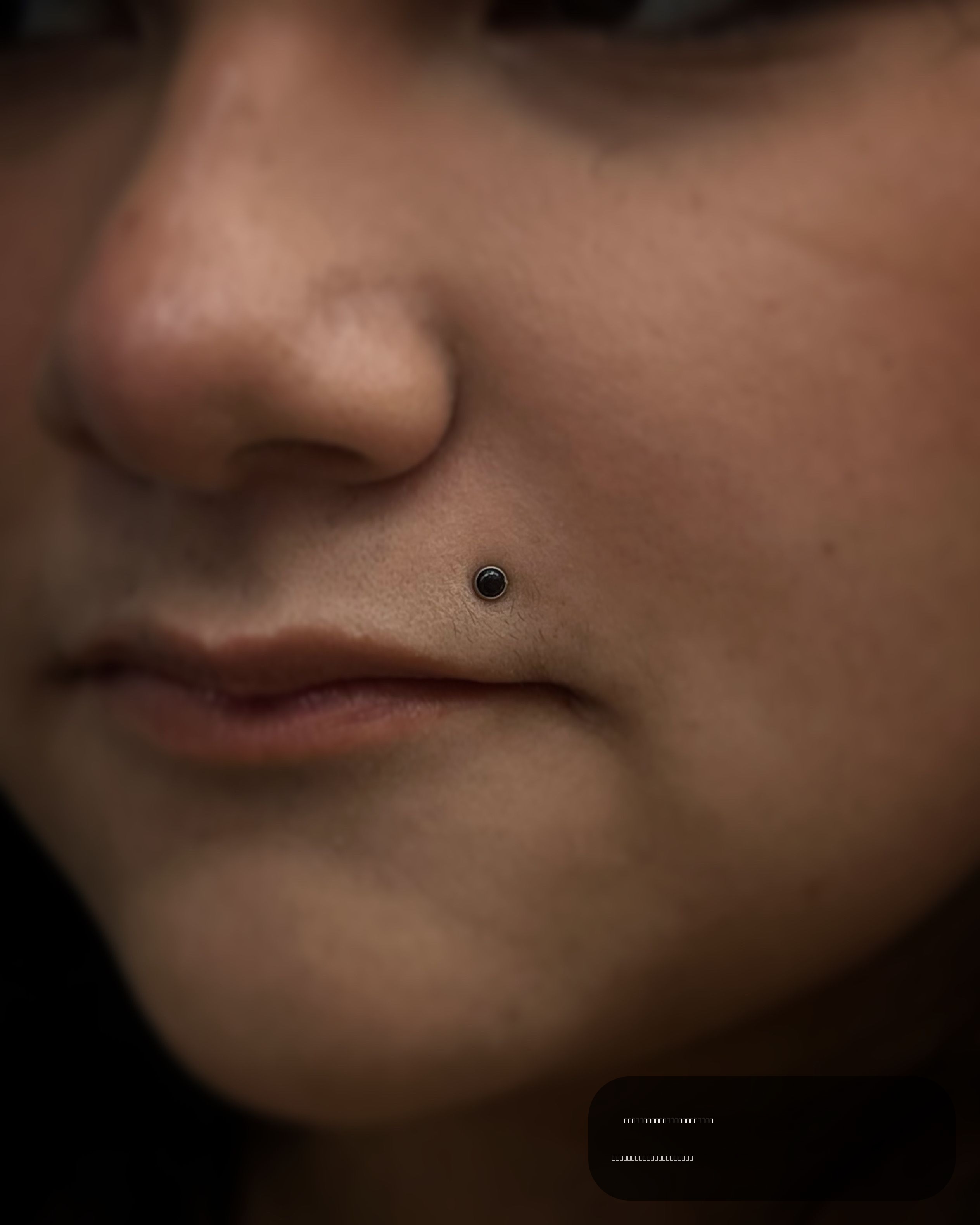 Monroe piercing with Implant Grade Titanium Threadless by NeoMetal by JC at Platinum Tattoos & Piercings, San Antonio TX