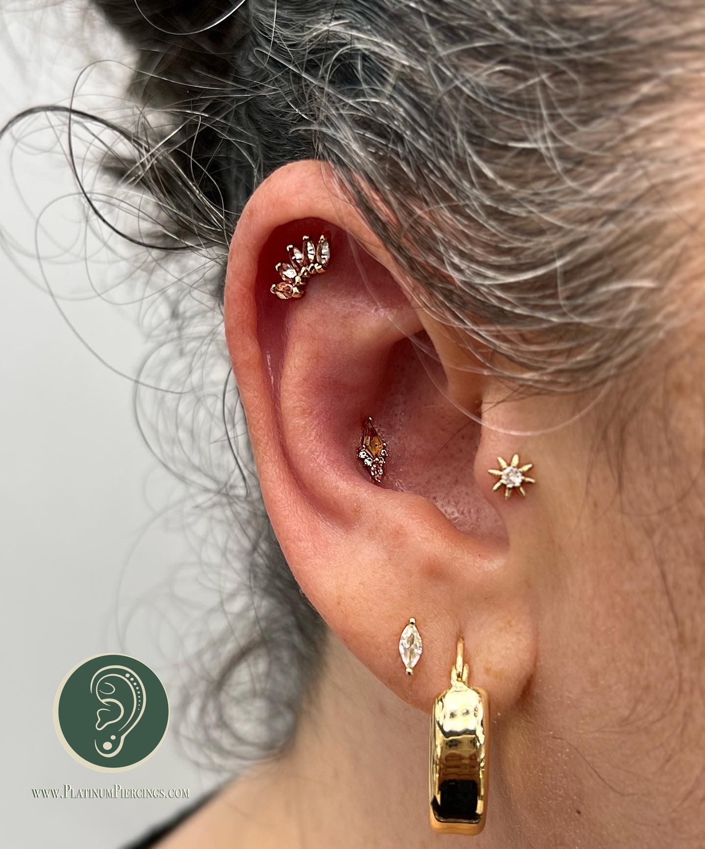 body piercing with 14k Yellow Gold Threadless by Buddha Jewelry by JC at Platinum Body Piercings, San Antonio TX