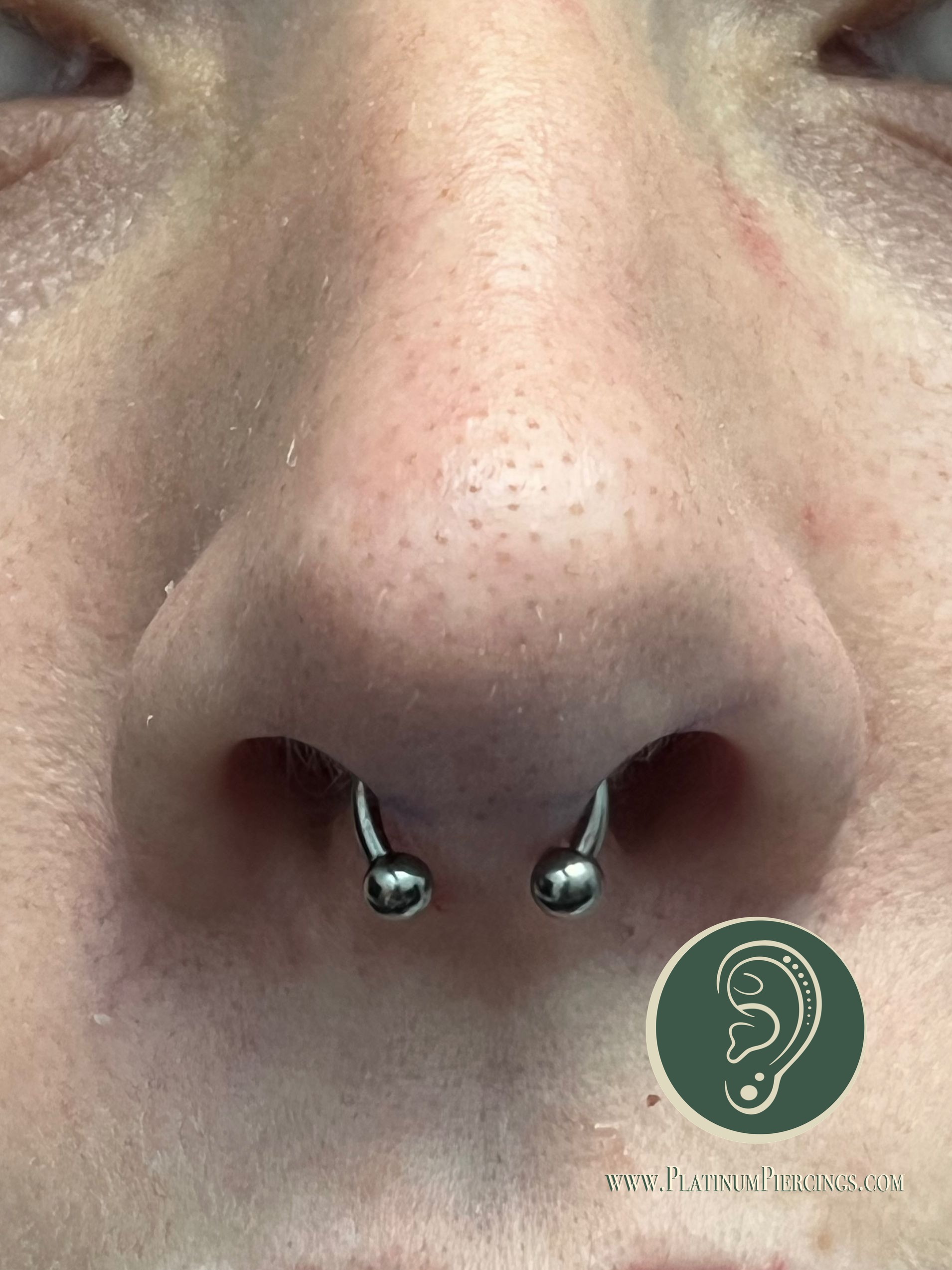Septum piercing with Implant Grade Titanium Circular Barbell by Other by Harley at Platinum Body Piercings, San Antonio TX