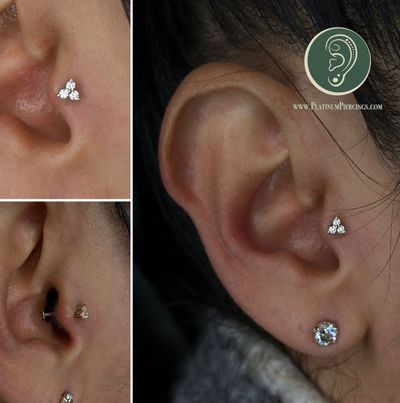 Tragus Piercing | Threadless | 14k Yellow Gold | Platinum Body Piercings, North Star Mall, San Antonio TX