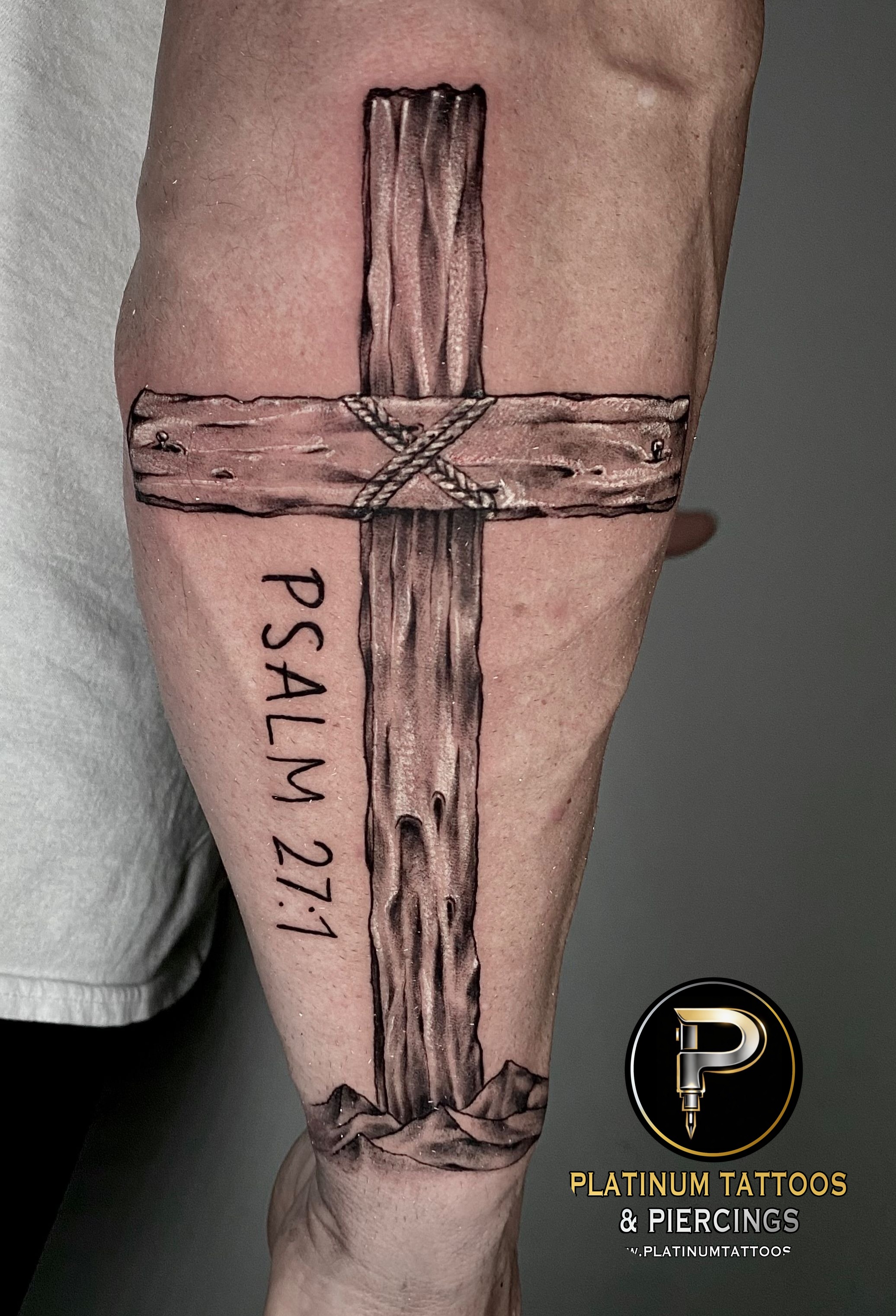 Black & Grey tattoo on the Forearm by Remy at Platinum Tattoos & Piercings, San Antonio TX