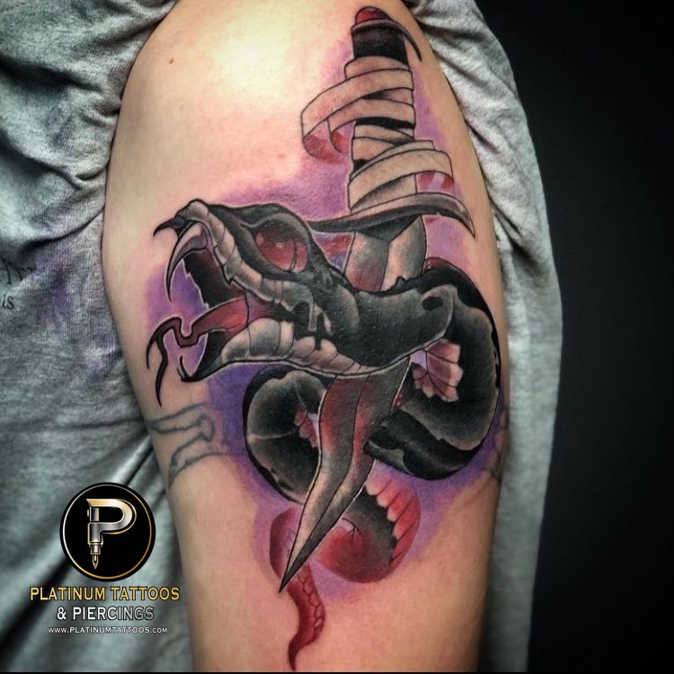 Traditional tattoo at Platinum Tattoos & Piercings, San Antonio TX