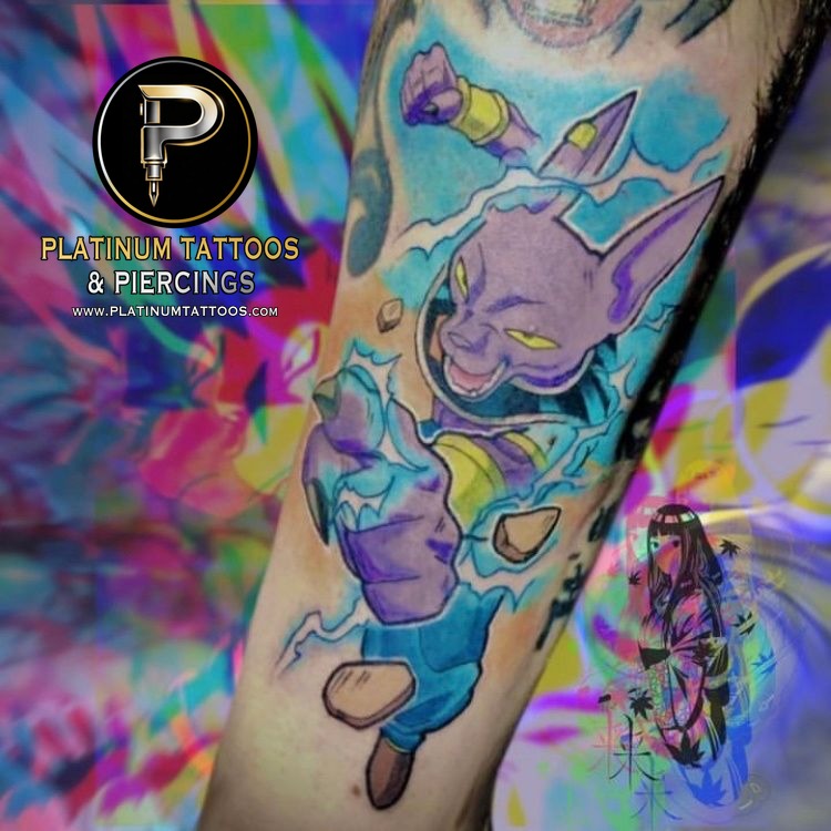 Anime tattoo on the forearm at Platinum Tattoos & Piercings, San Antonio TX