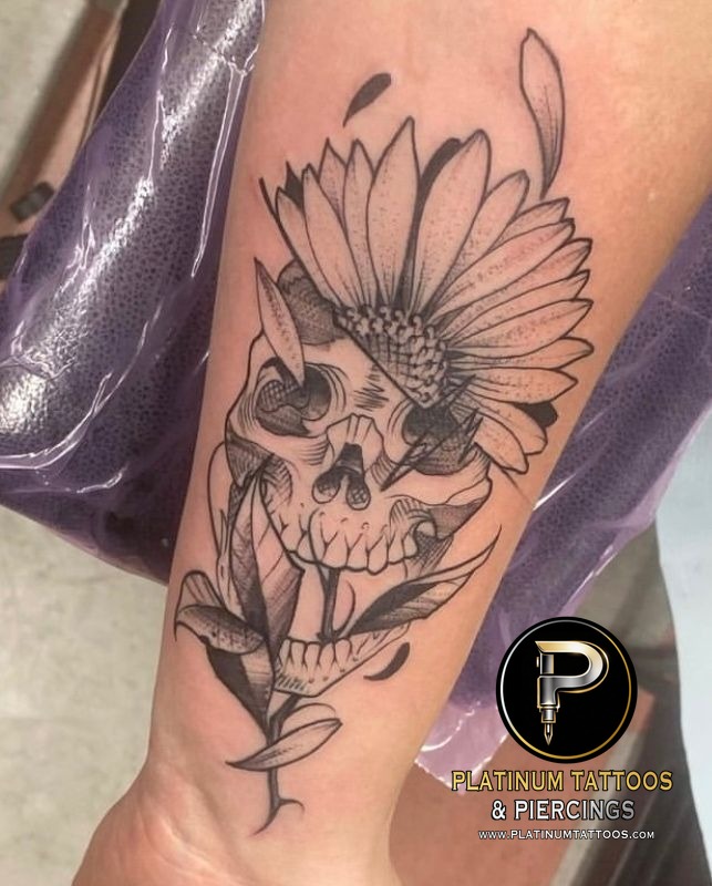 Dotwork tattoo on the forearm at Platinum Tattoos & Piercings, San Antonio TX
