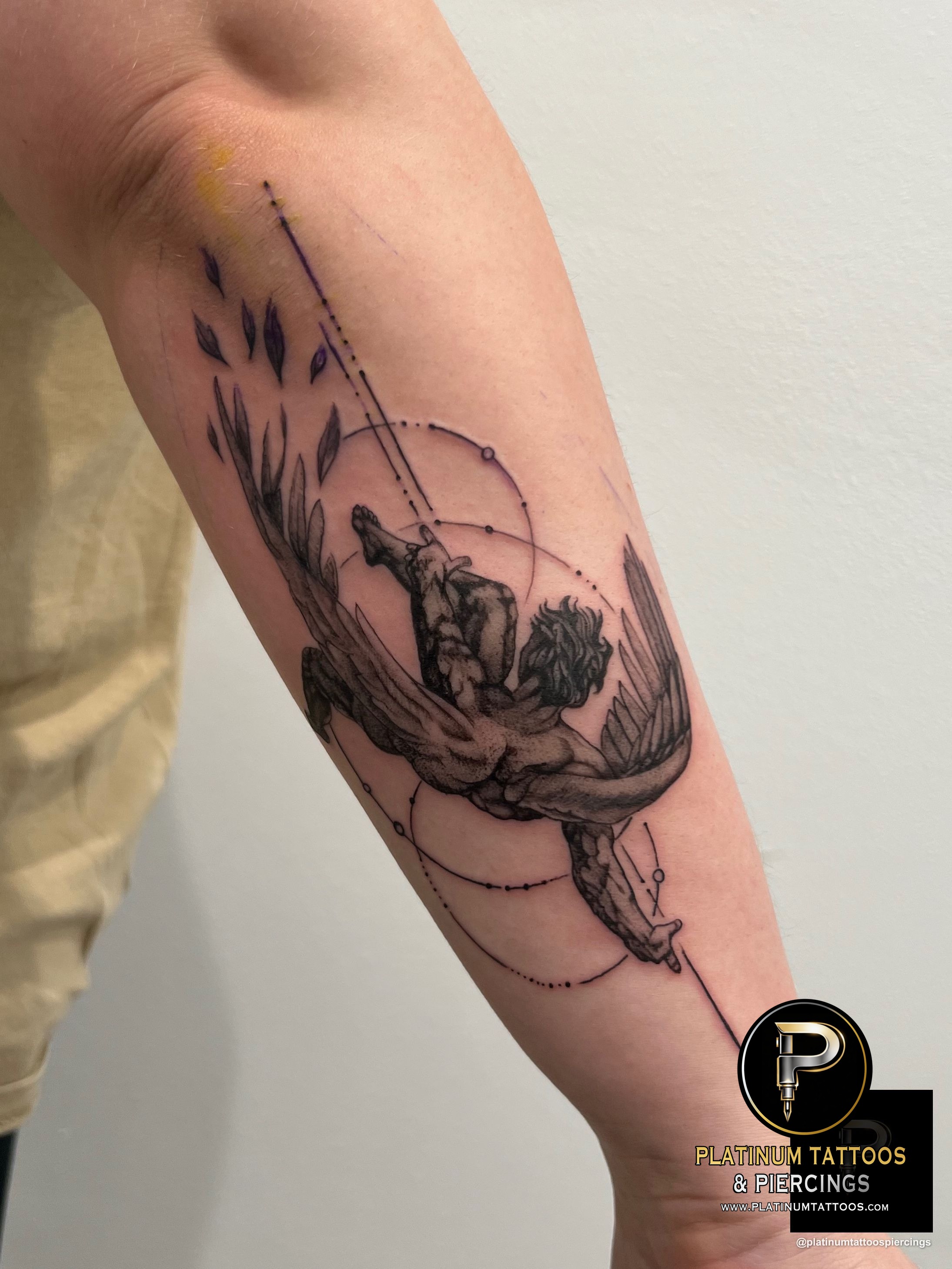 Blackwork tattoo on the forearm by Jesus at Platinum Tattoos & Piercings, San Antonio TX
