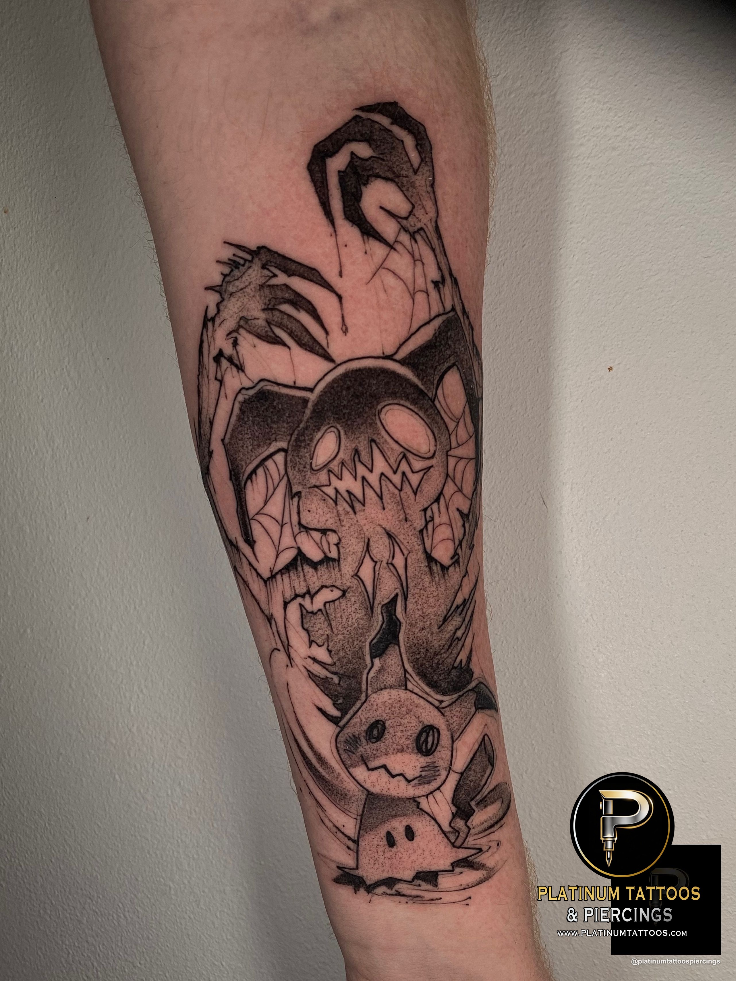 Blackwork tattoo on the forearm by Remy at Platinum Tattoos & Piercings, San Antonio TX