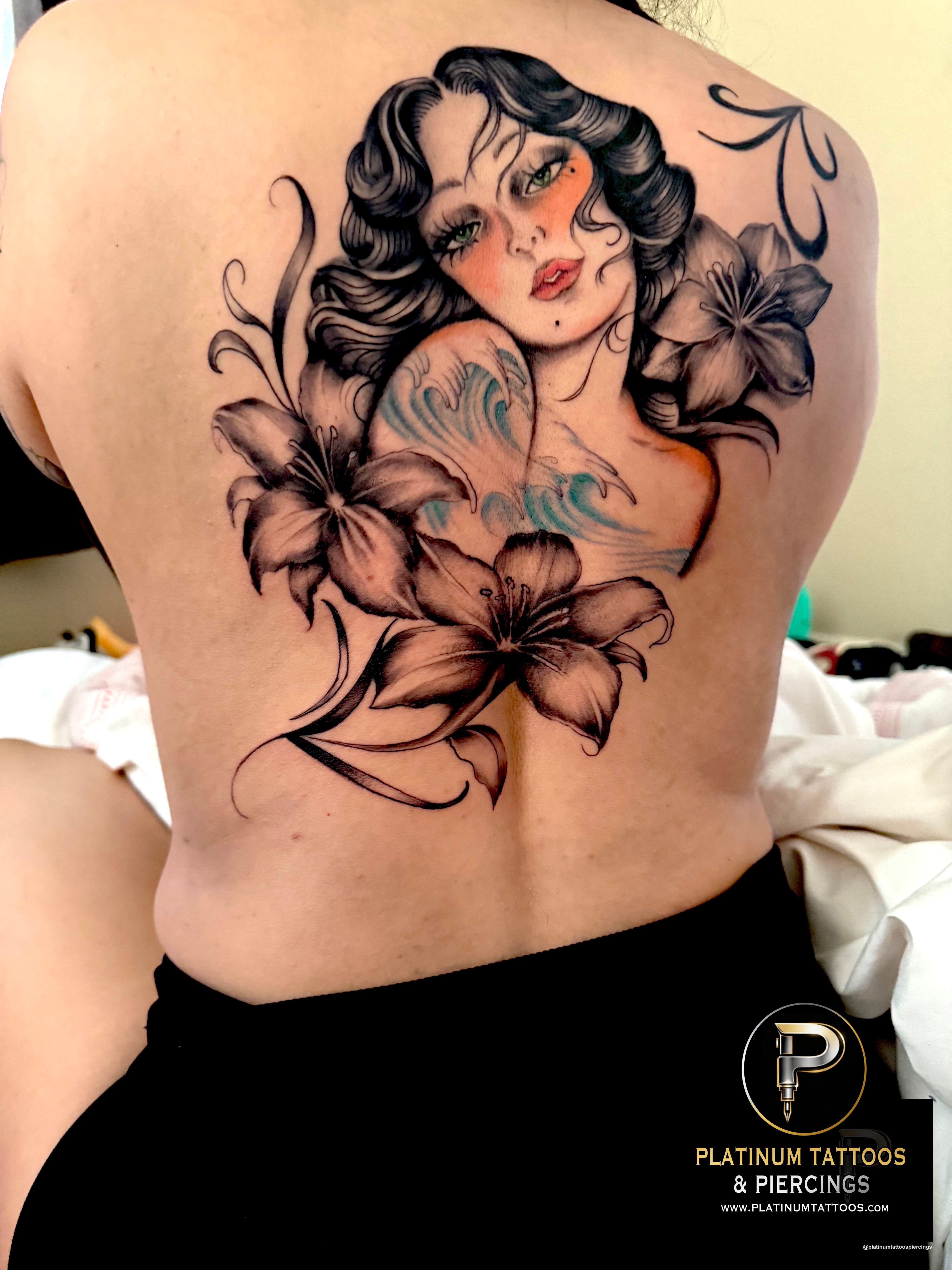 tattoo Black & Grey on the Back by Skar at Platinum Tattoos & Piercings, San Antonio TX