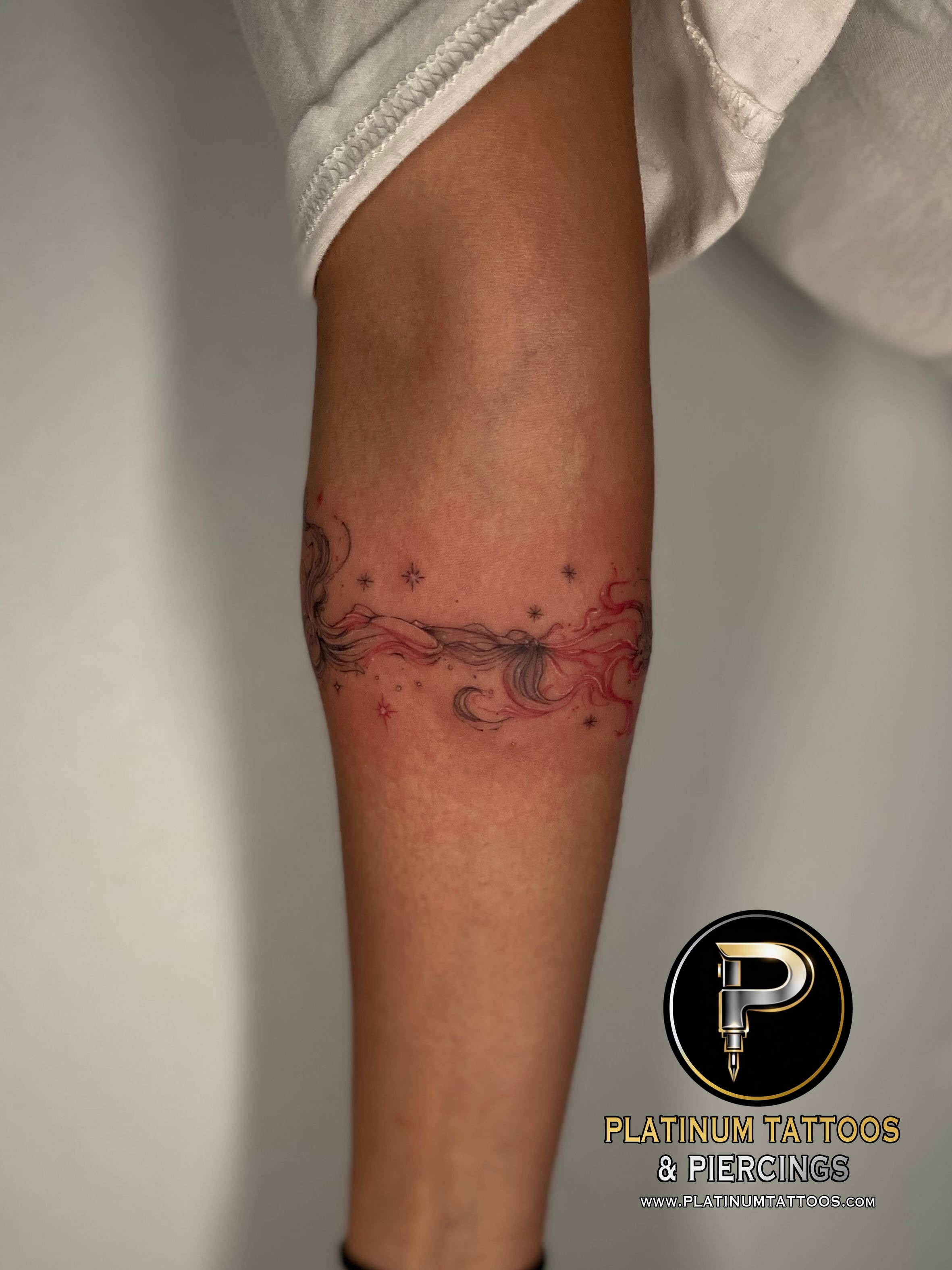 Fine Line tattoo on the Forearm by Remy at Platinum Tattoos & Piercings, San Antonio TX