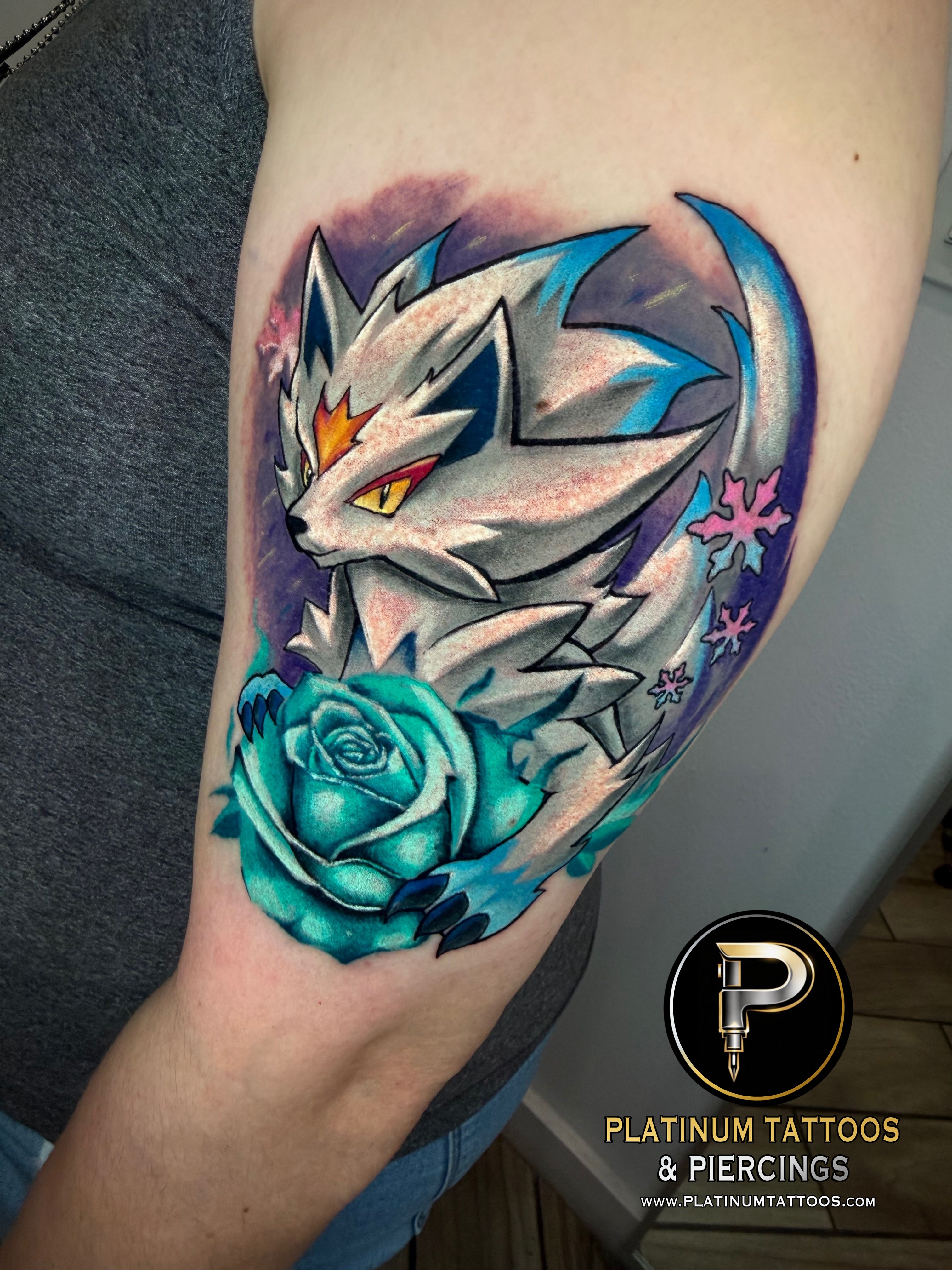 Color tattoo on the Tricep by Jerson at Platinum Tattoos & Piercings, San Antonio TX
