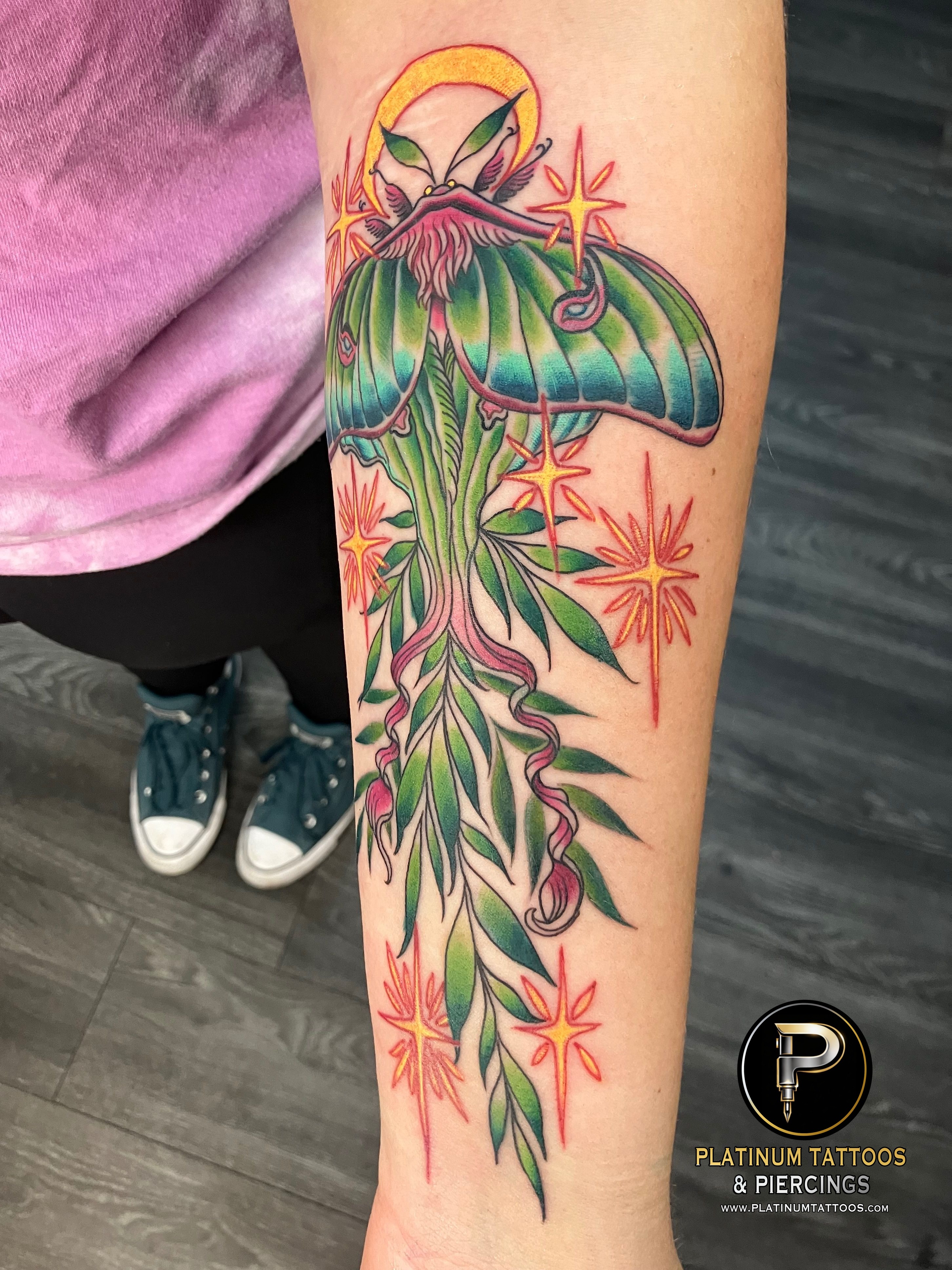 Neo-Traditional tattoo on the Inner Forearm by Jr at Platinum Tattoos & Piercings, San Antonio TX