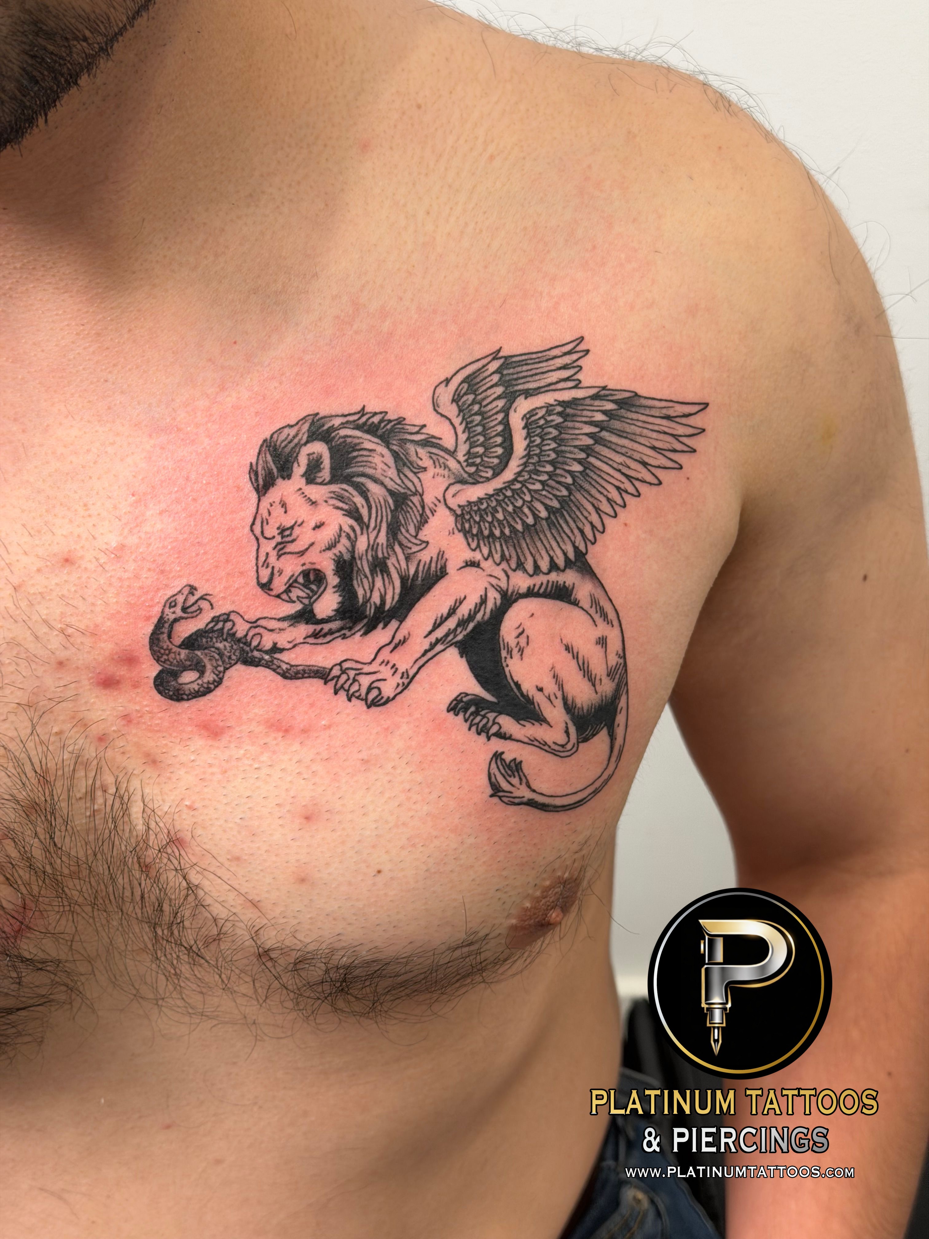 Tattoo Illustrative on the Chest by Jerson at Platinum Tattoos & Piercings, San Antonio TX
