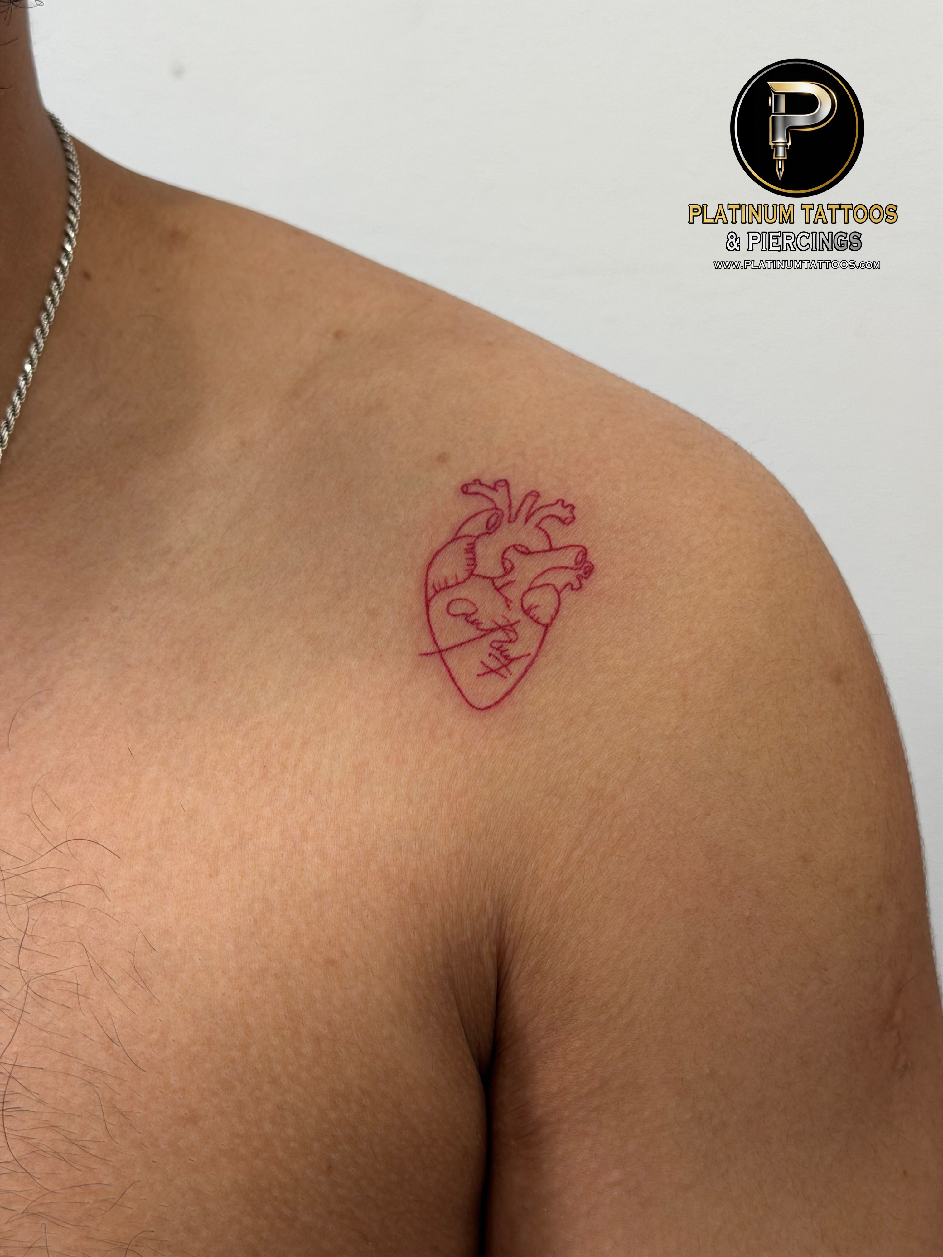 Tattoo Fine Line on the Chest by Jerson at Platinum Tattoos & Piercings, San Antonio TX