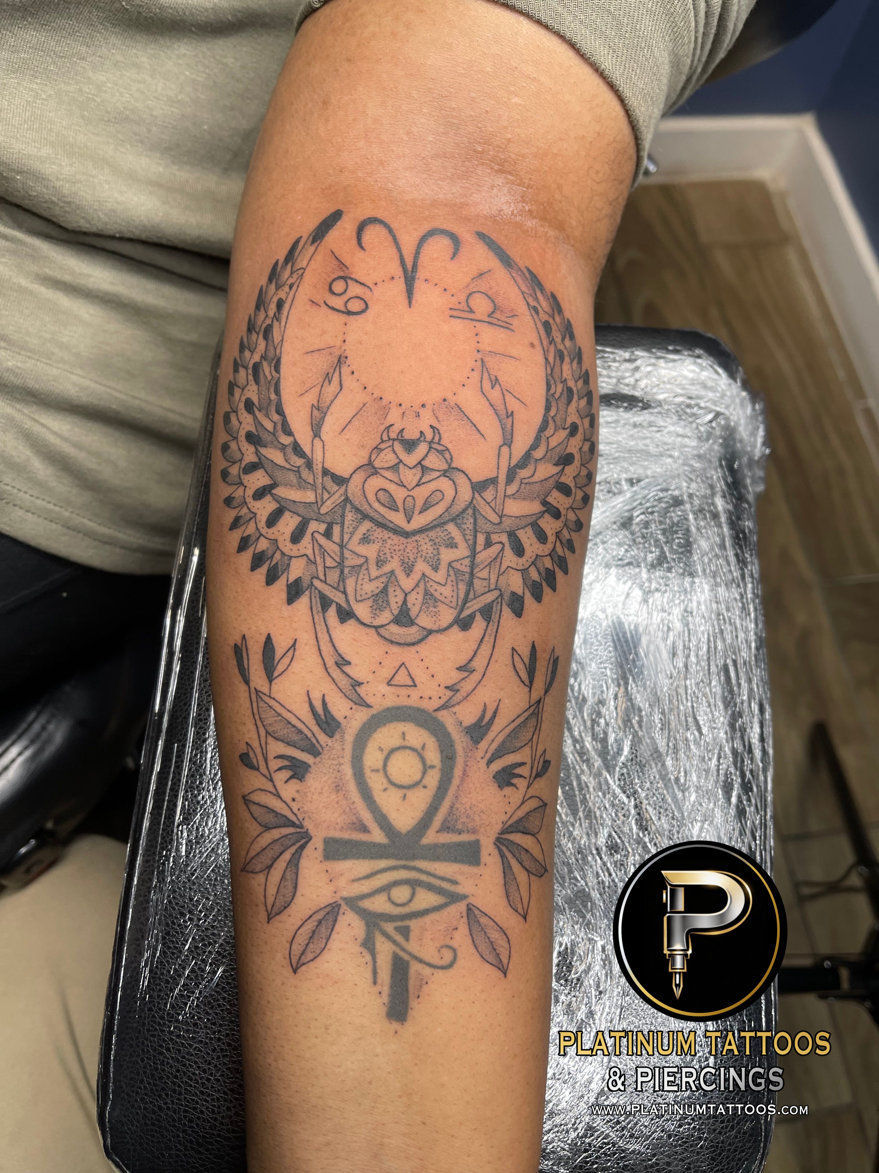 Tattoo Blackwork Illustrative Sketch on the Forearm by Jerson at Platinum Tattoos & Piercings, San Antonio TX