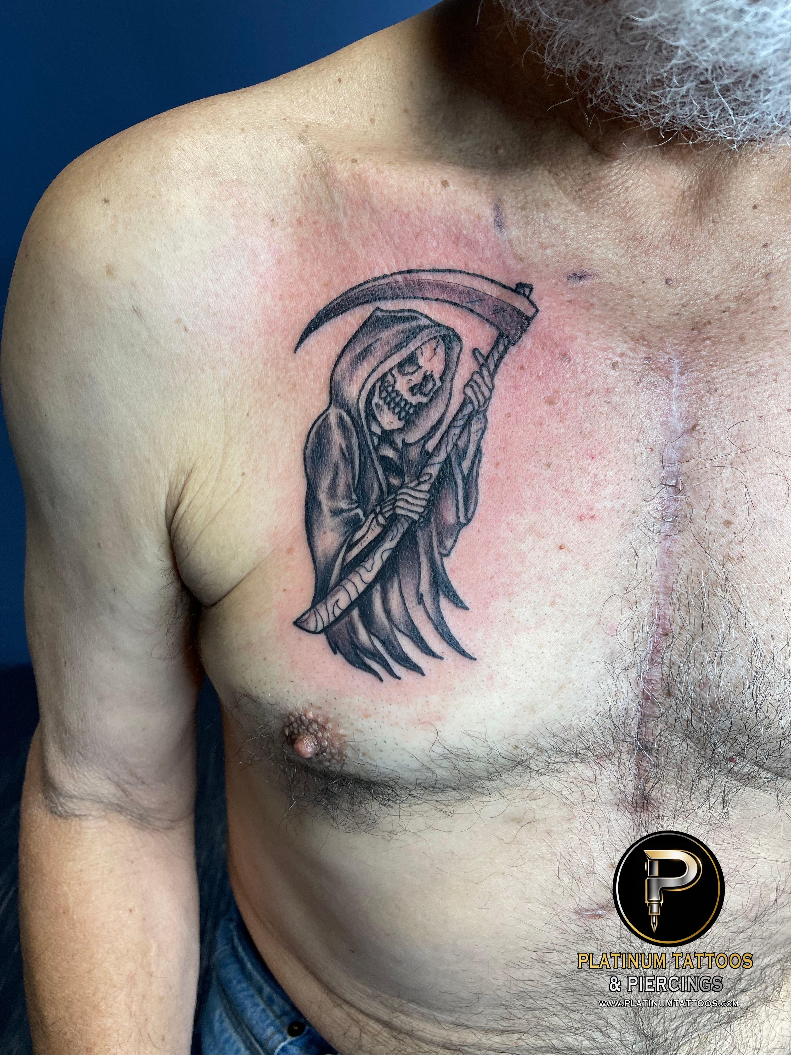 Tattoo Geometric Traditional on the Chest by Jerson at Platinum Tattoos & Piercings, San Antonio TX
