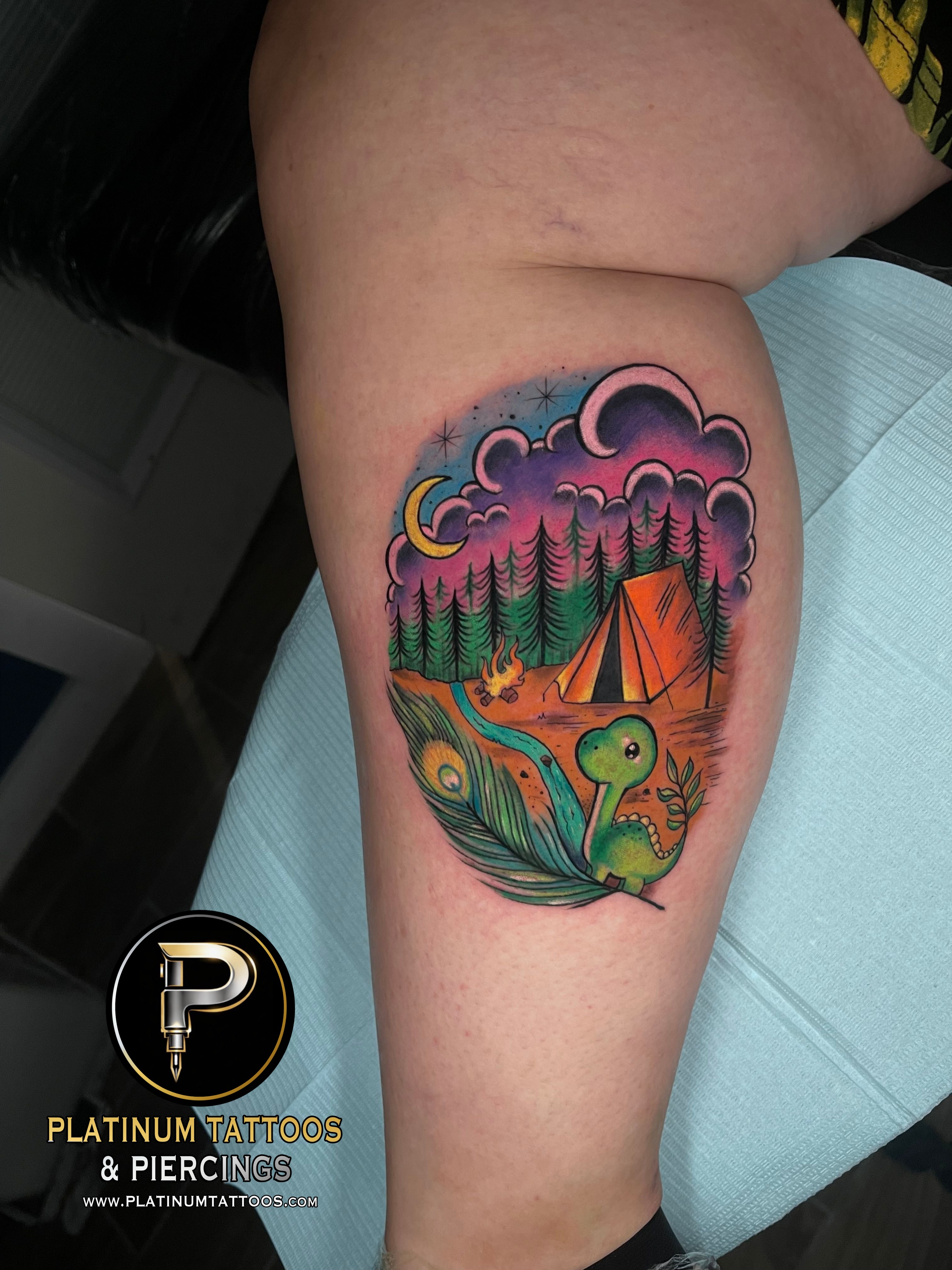 Tattoo Traditional on the Calf by Jerson at Platinum Tattoos & Piercings, San Antonio TX