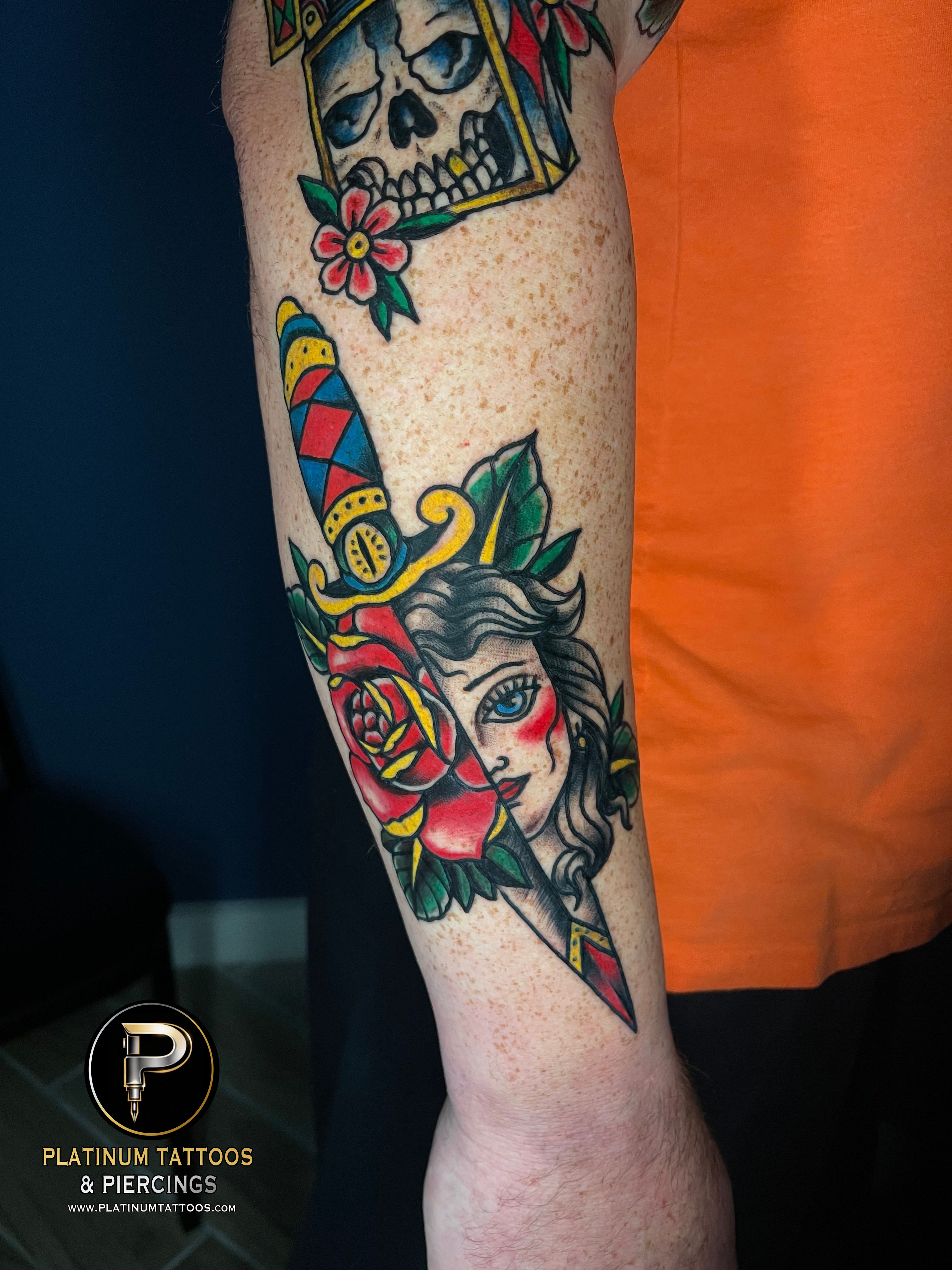 Tattoo Traditional on the Forearm by Jerson at Platinum Tattoos & Piercings, San Antonio TX