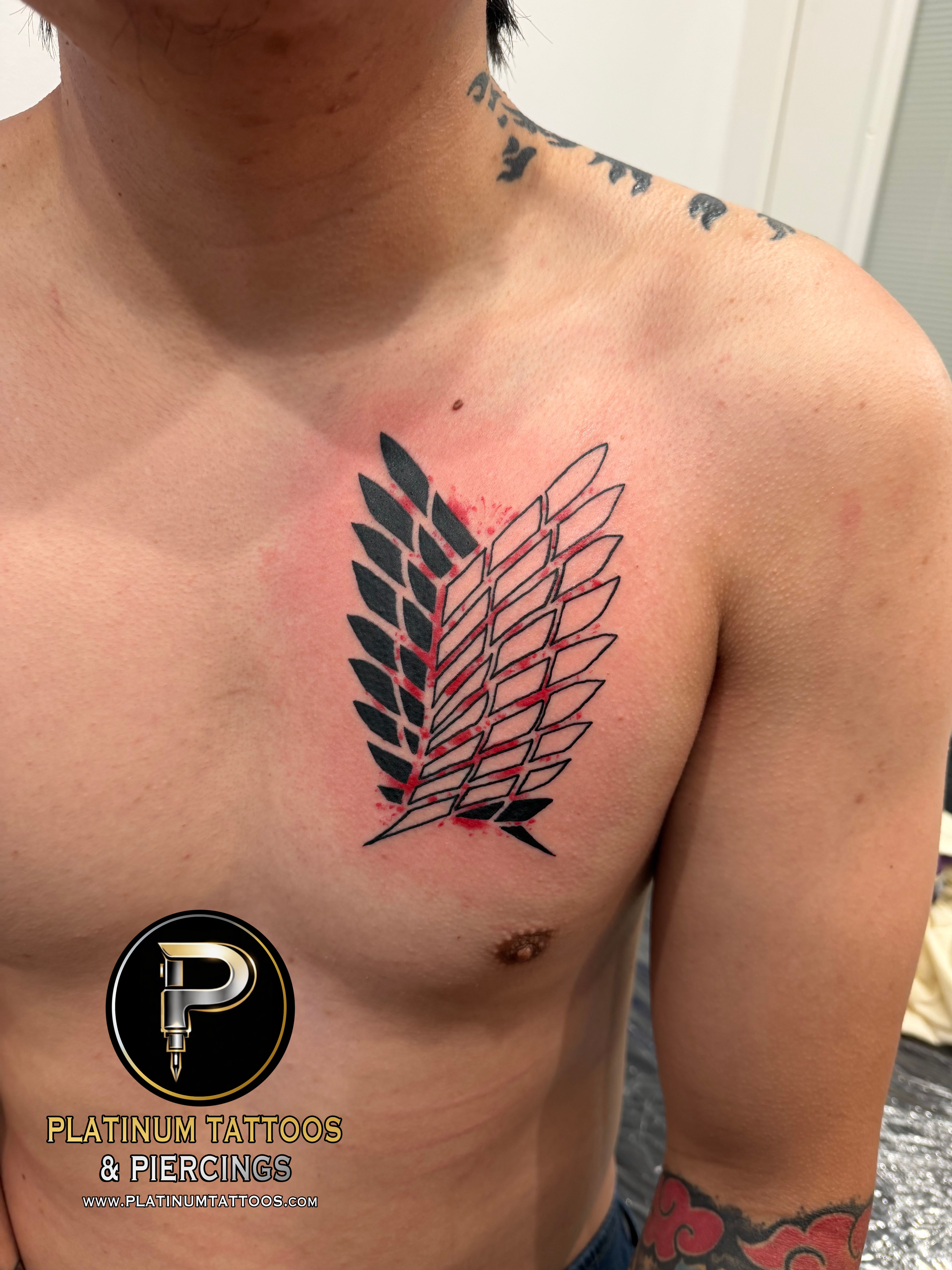 Tattoo Traditional Bio-Mechanical Geometric on the Chest by Jerson