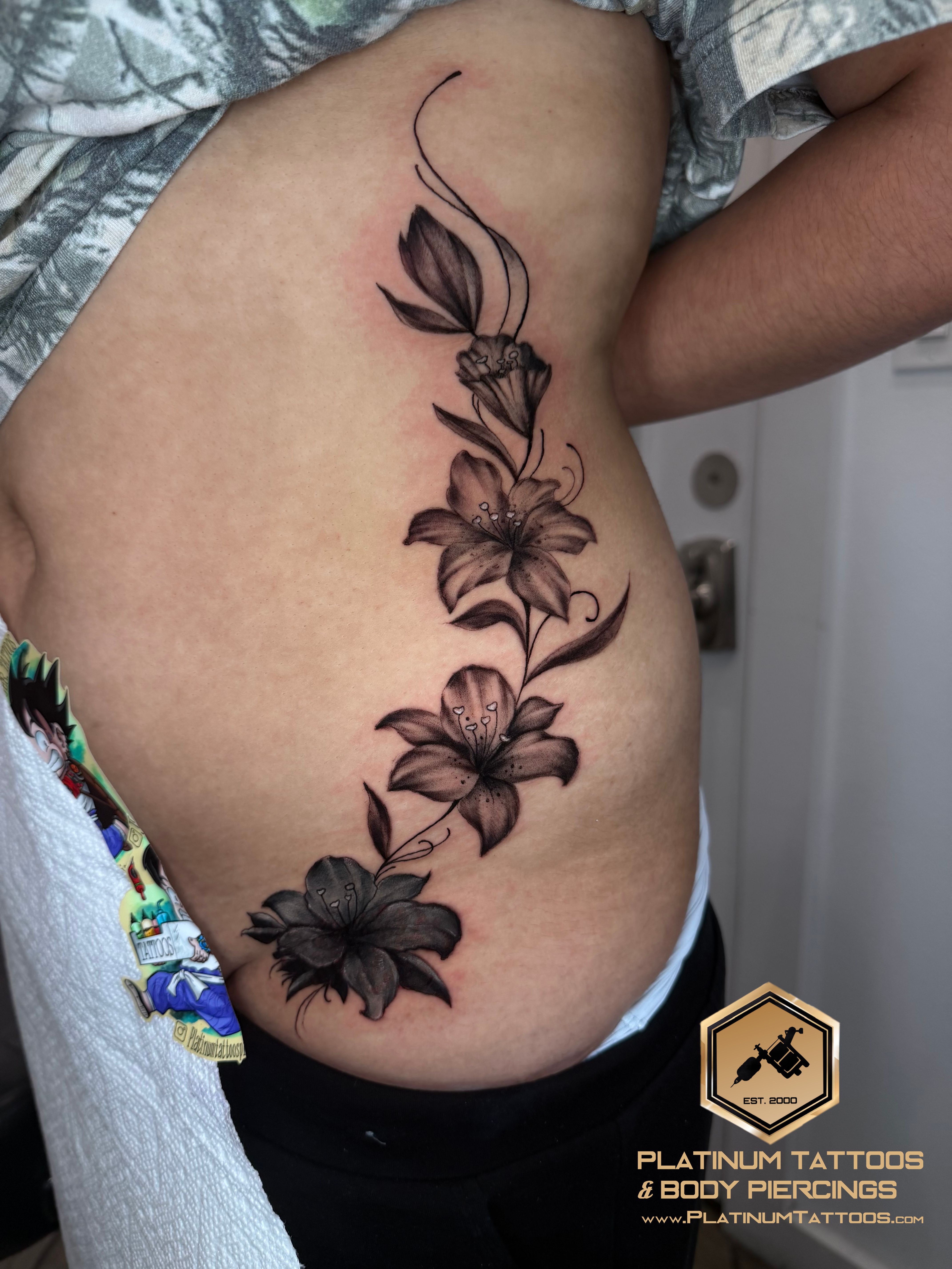Tattoo Black & Grey on the Rib by Jerson at Platinum Tattoos & Piercings, San Antonio TX