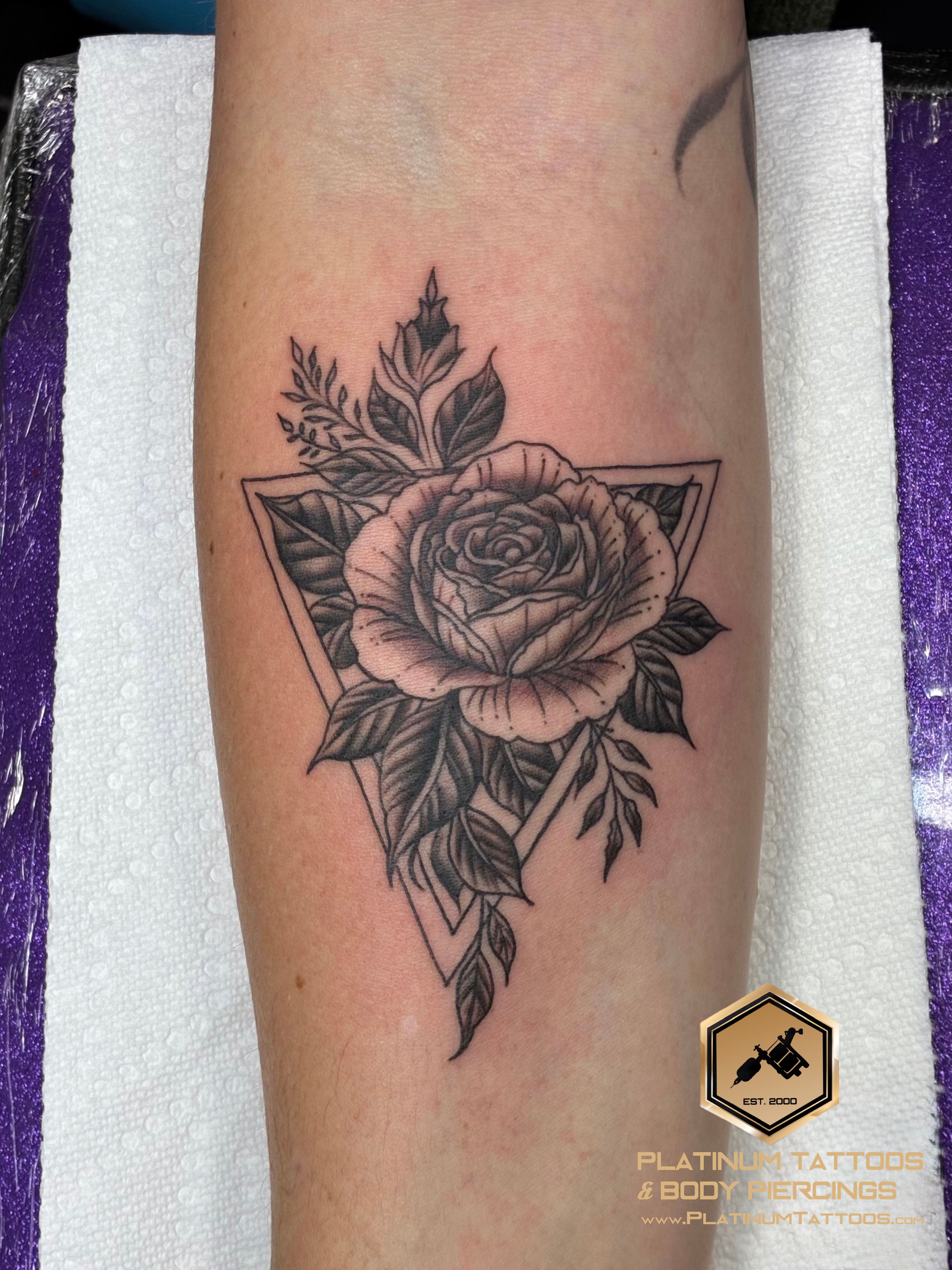 Linework tattoo on the forearm by Jerson at Platinum Tattoos & Piercings, San Antonio TX