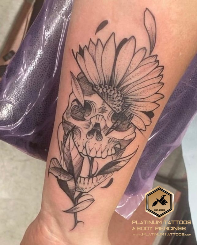 Dotwork tattoo on the forearm at Platinum Tattoos & Piercings, San Antonio TX