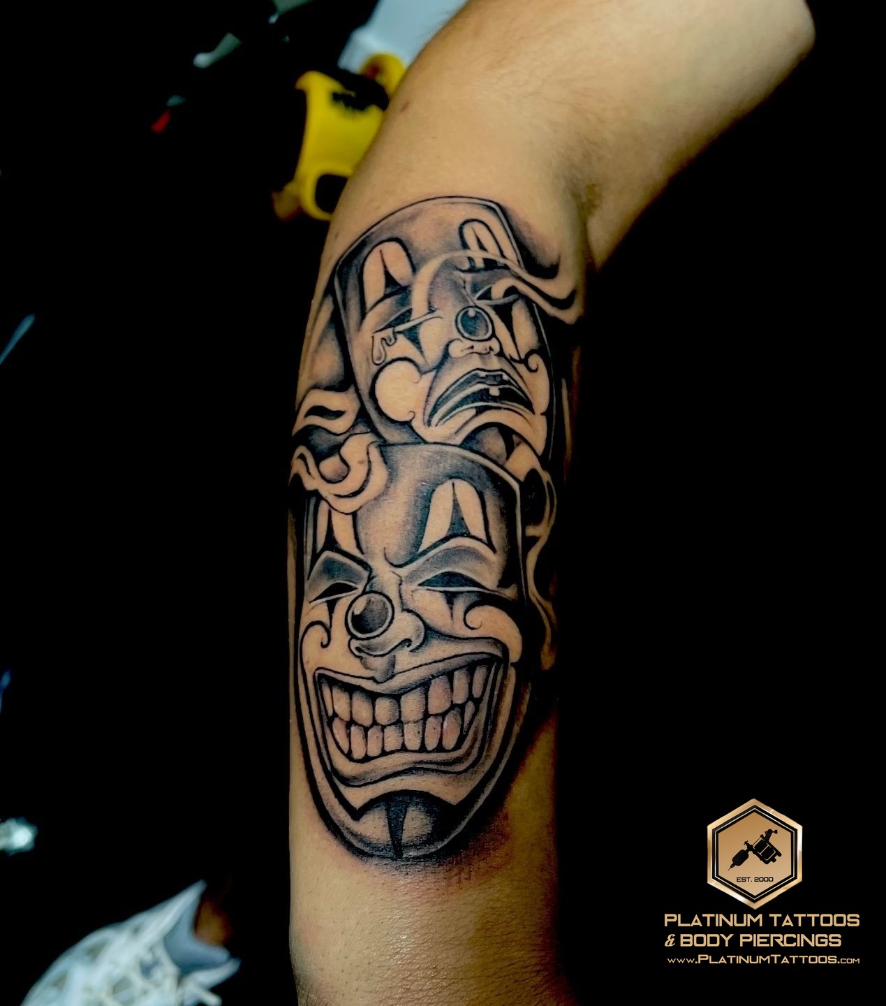 Chicano tattoo on the forearm by Skar at Platinum Tattoos & Piercings, San Antonio TX