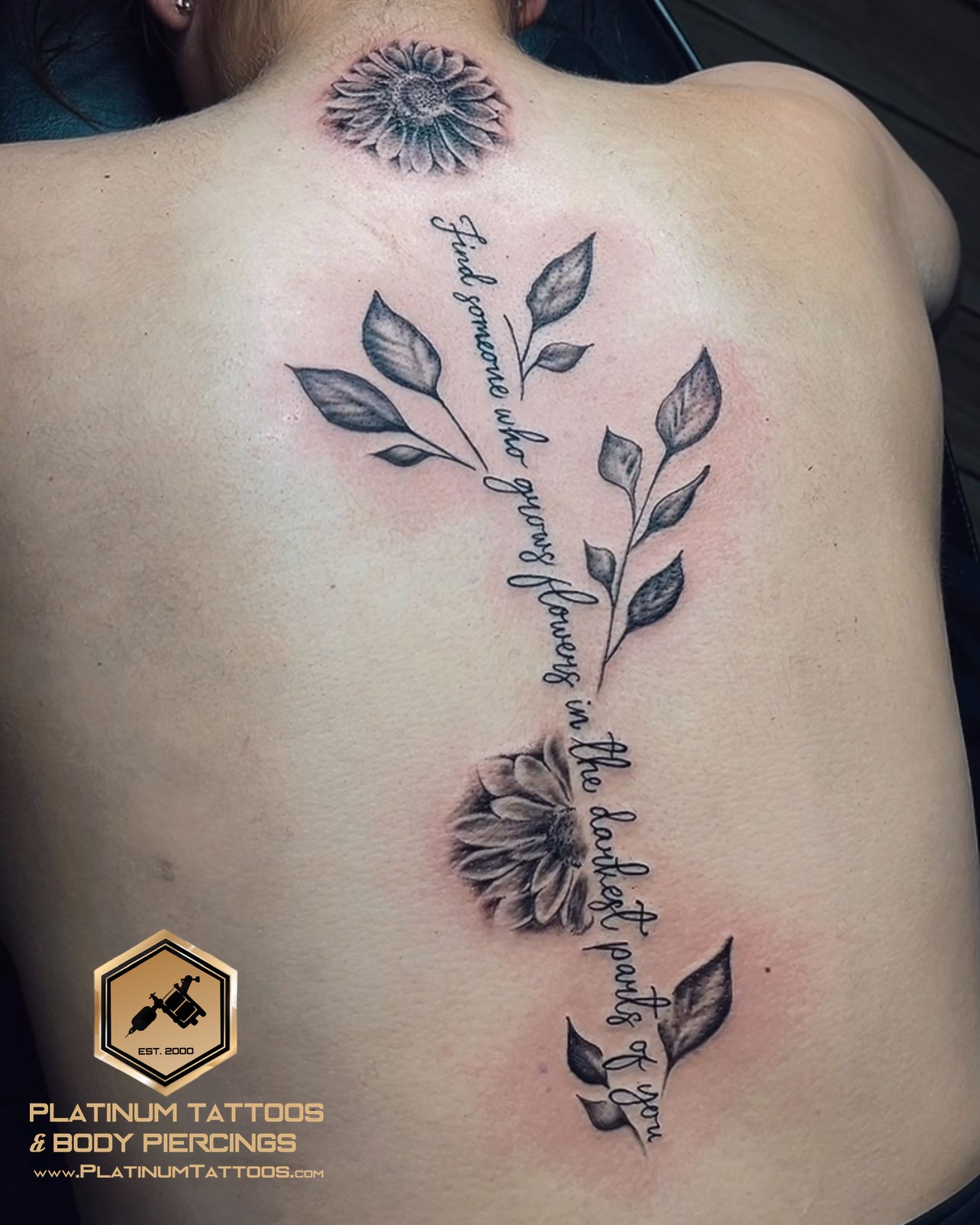 Floral tattoo by Skar at Platinum Tattoos & Piercings, San Antonio TX