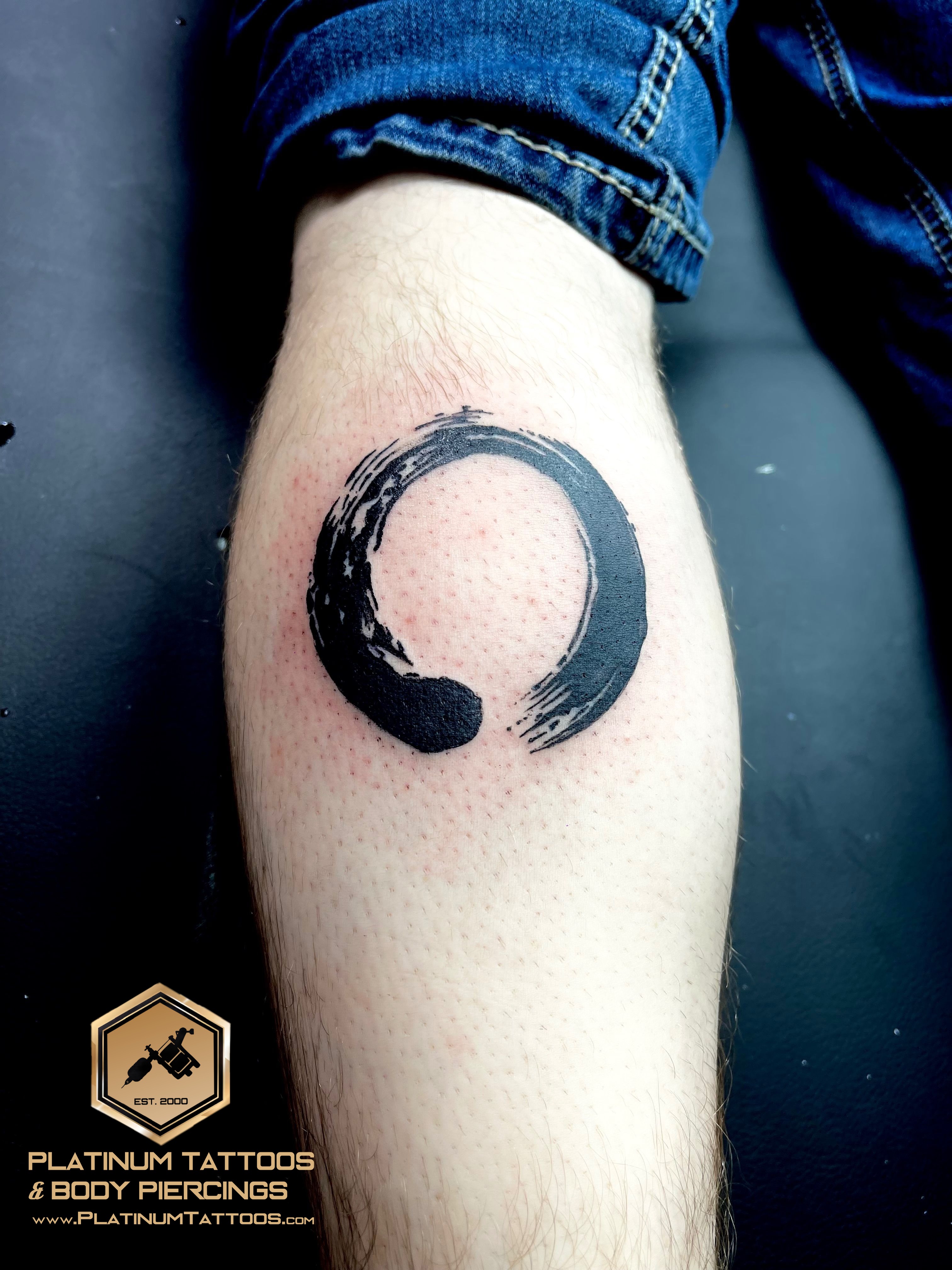 Tattoo on the calf by Skar at Platinum Tattoos & Piercings, San Antonio TX