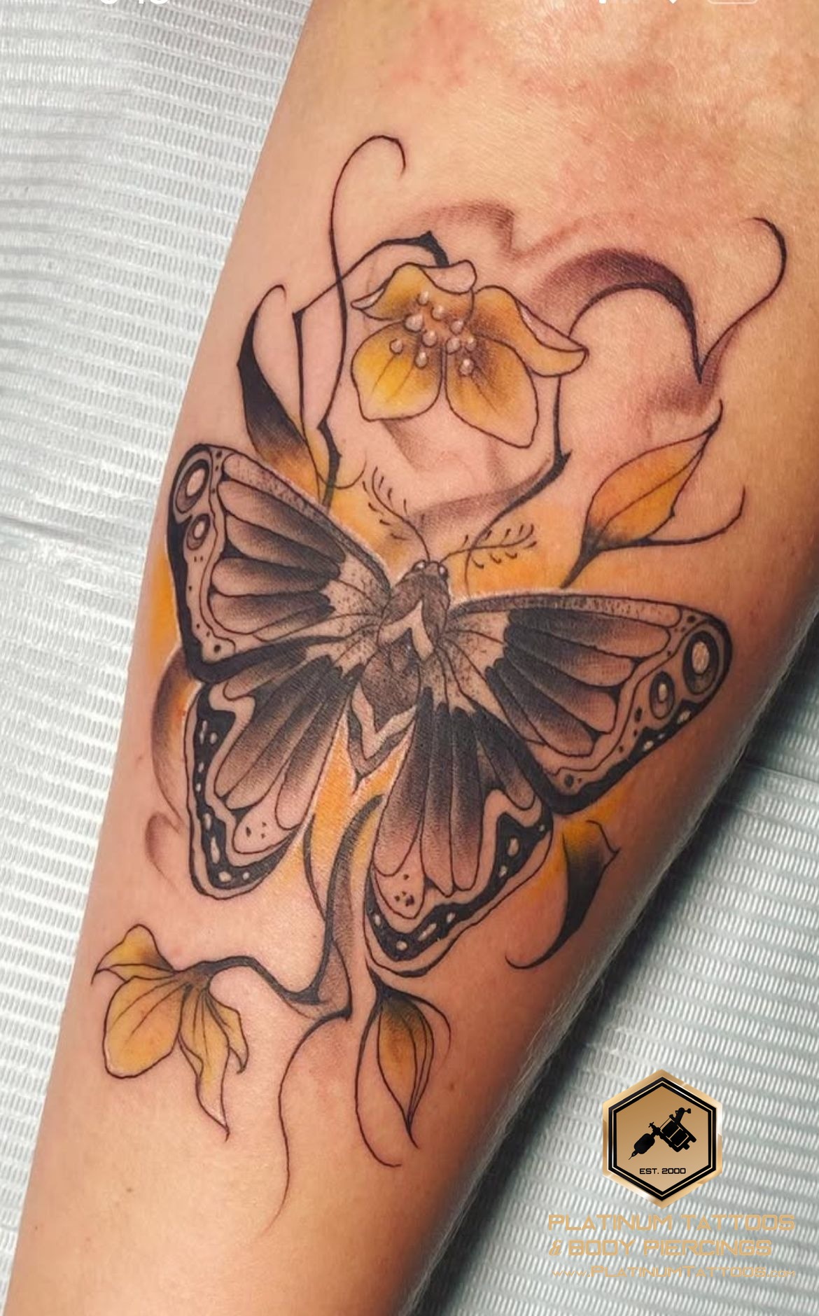 Tattoo on the forearm at Platinum Tattoos & Piercings, San Antonio TX