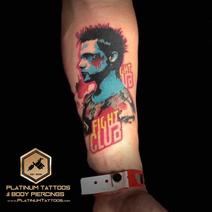 Abstract tattoo on the forearm at Platinum Tattoos & Piercings, San Antonio TX