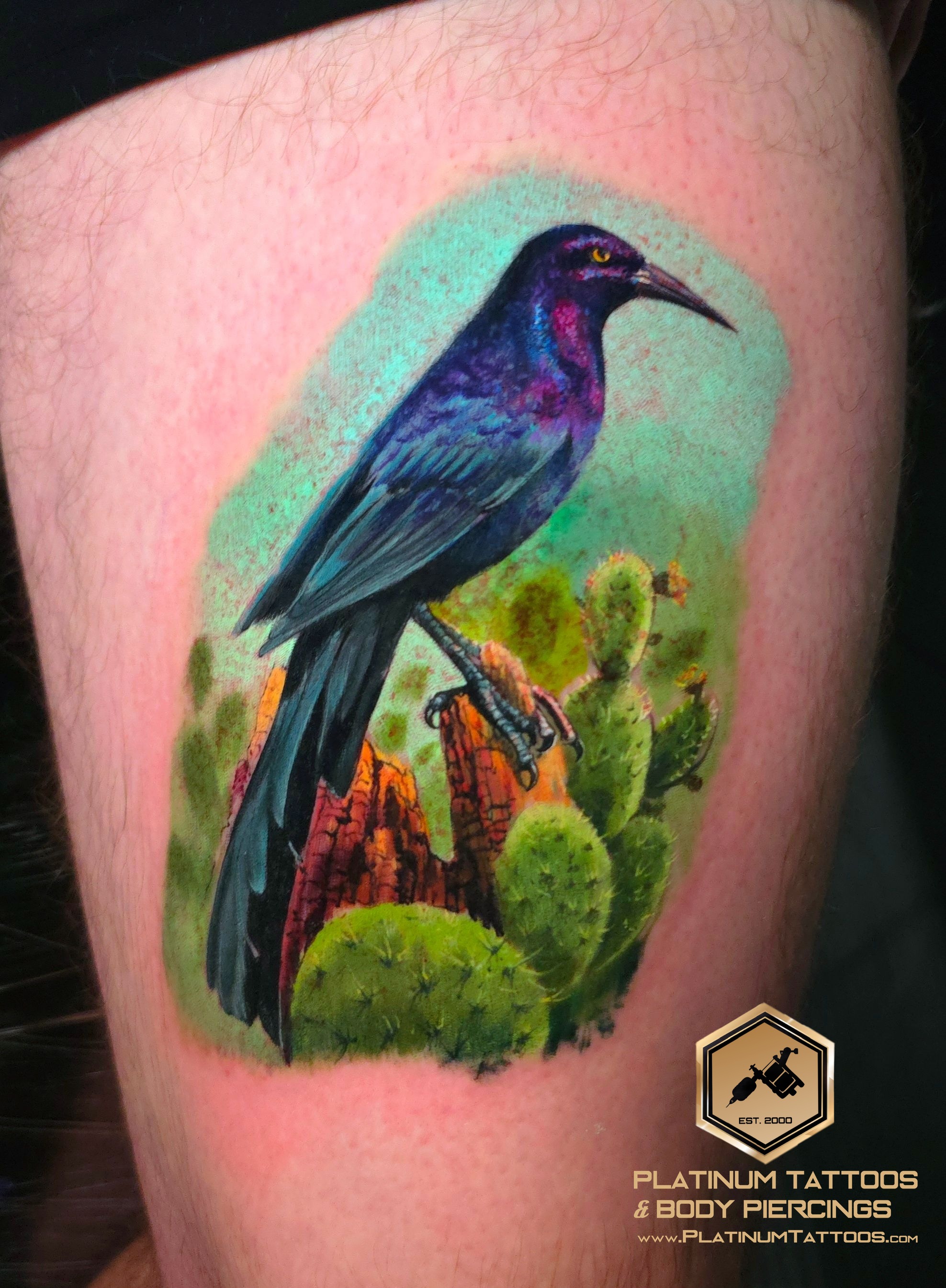 Color Realism tattoo on the Thigh by Lee at Platinum Tattoos & Piercings, San Antonio TX