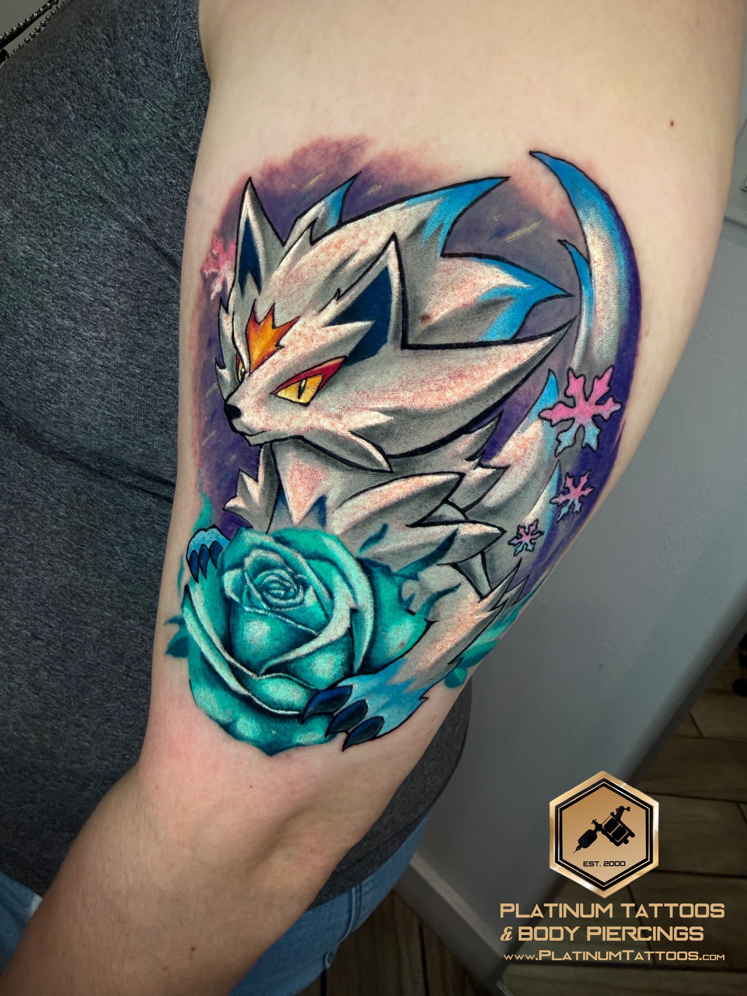 Color tattoo on the Tricep by Jerson at Platinum Tattoos & Piercings, San Antonio TX