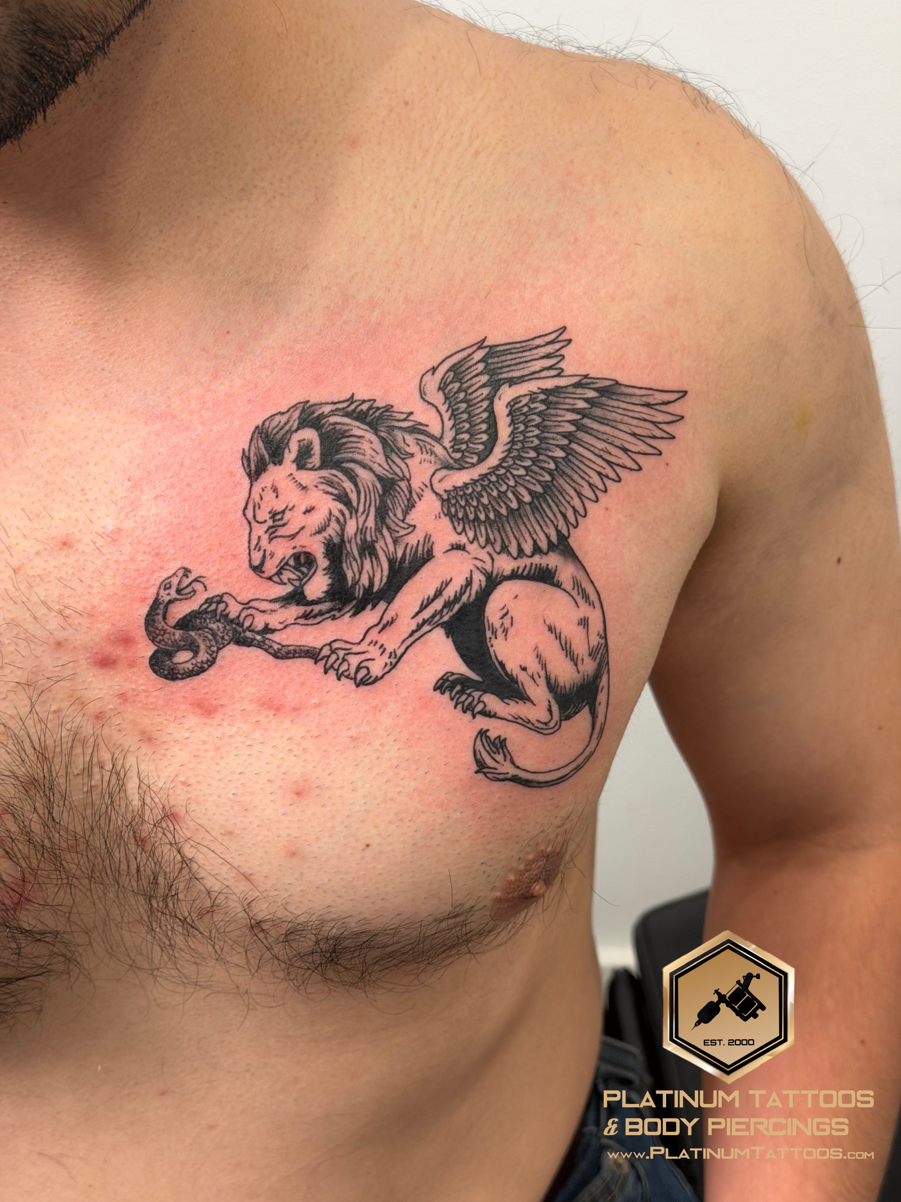 Tattoo Illustrative on the Chest by Jerson at Platinum Tattoos & Piercings, San Antonio TX