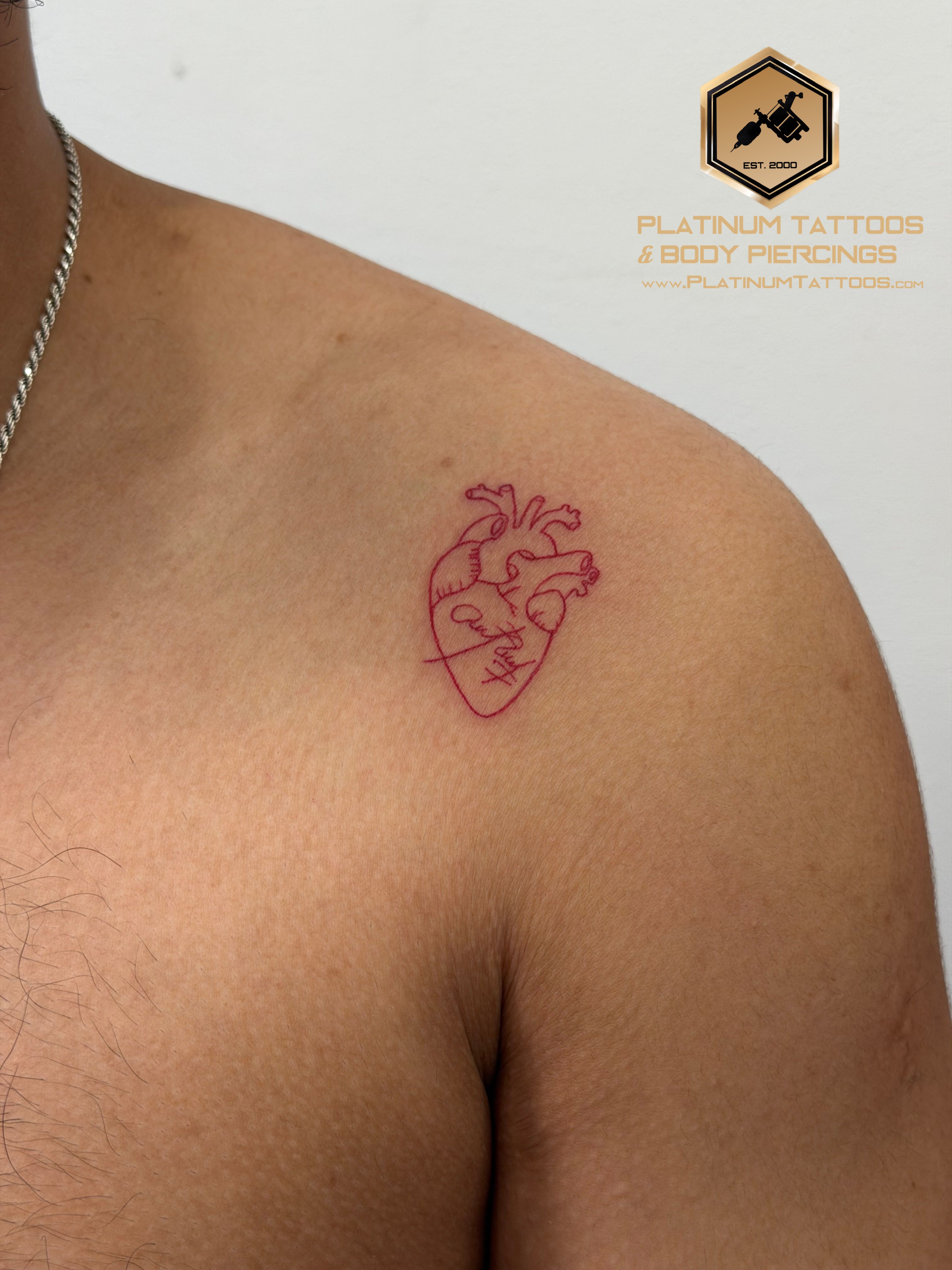 Tattoo Fine Line on the Chest by Jerson at Platinum Tattoos & Piercings, San Antonio TX