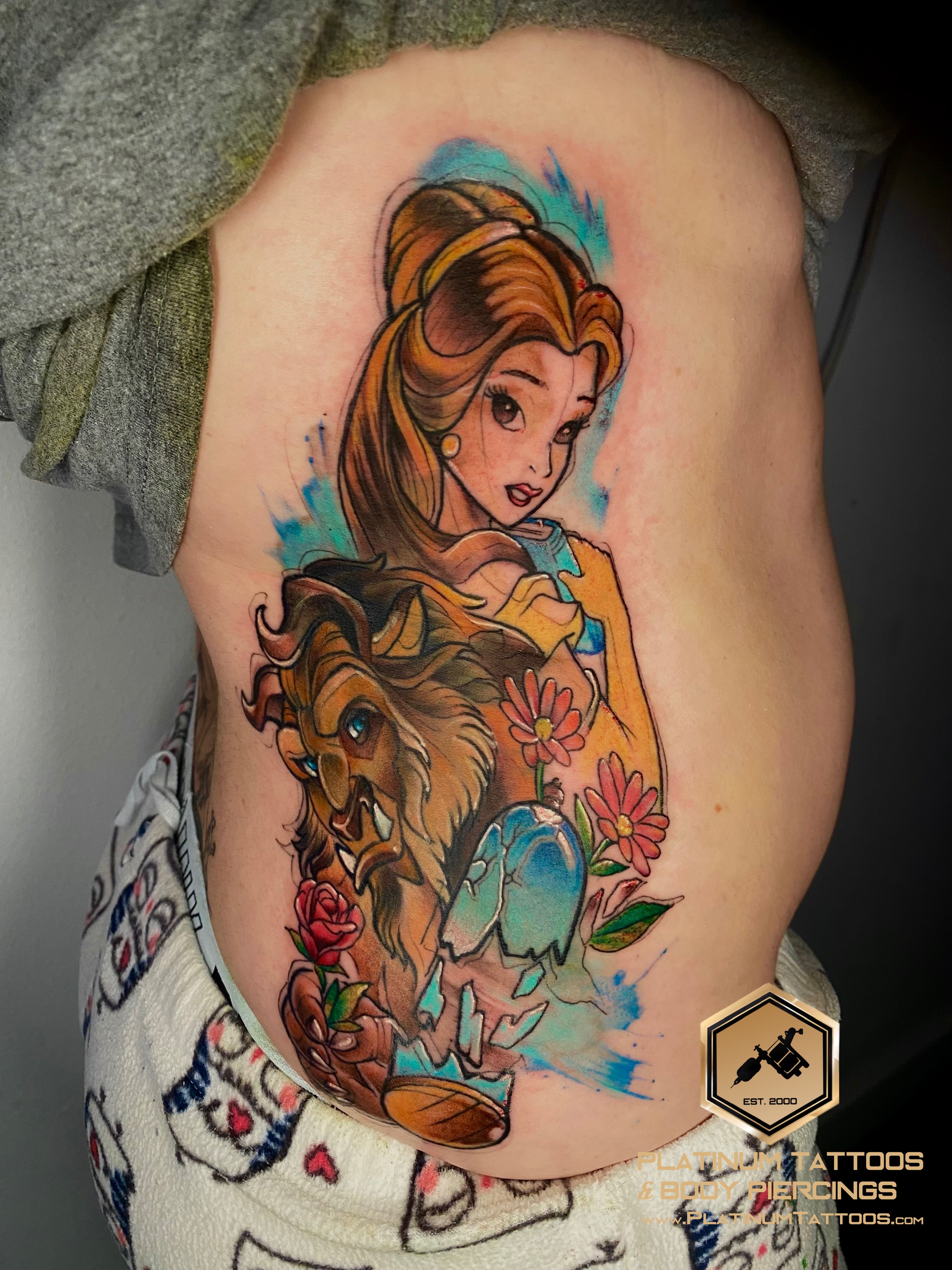 Watercolor, Cover-Up Multi-Color tattoo on the Ribs by Remy at Platinum Tattoos & Piercings, San Antonio TX