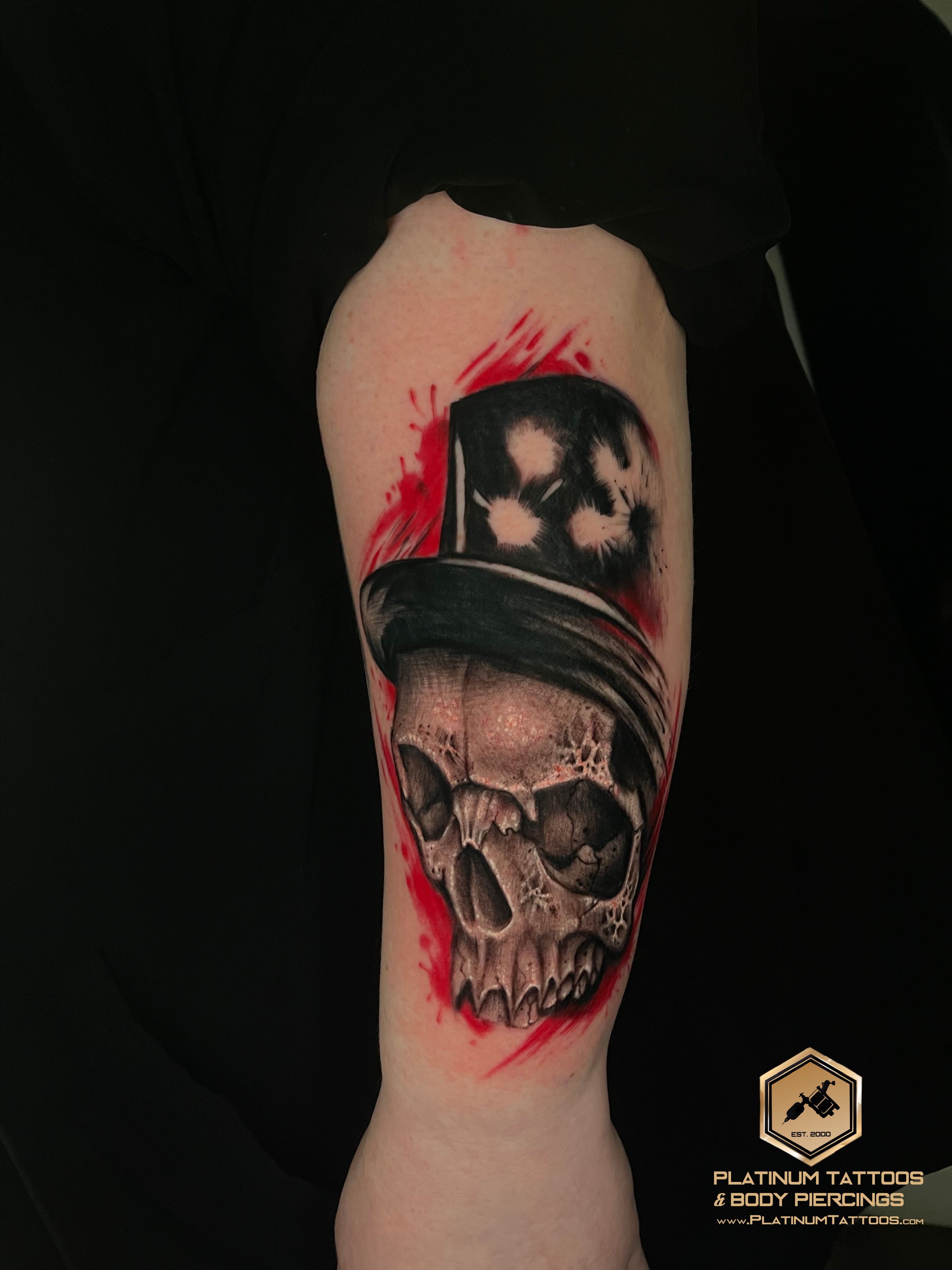 Tattoo Black & Grey Trash Polka Fine Line Geometric on the Forearm by Jerson at Platinum Tattoos & Piercings, San Antonio TX