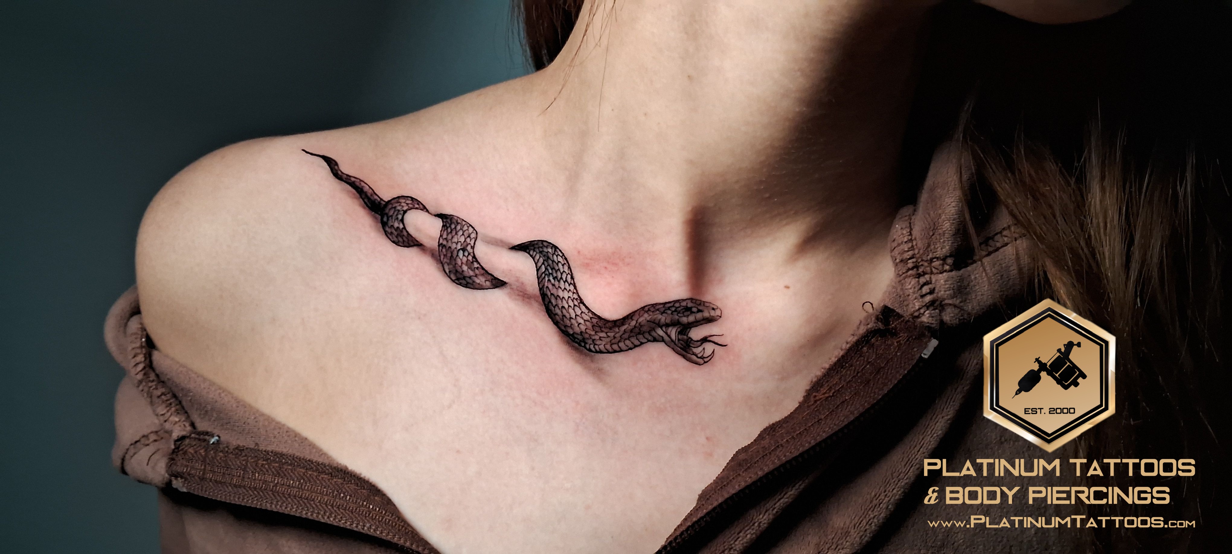 Black & Grey tattoo on the Full Chest and Neck by Lee at Platinum Tattoos & Piercings, San Antonio TX