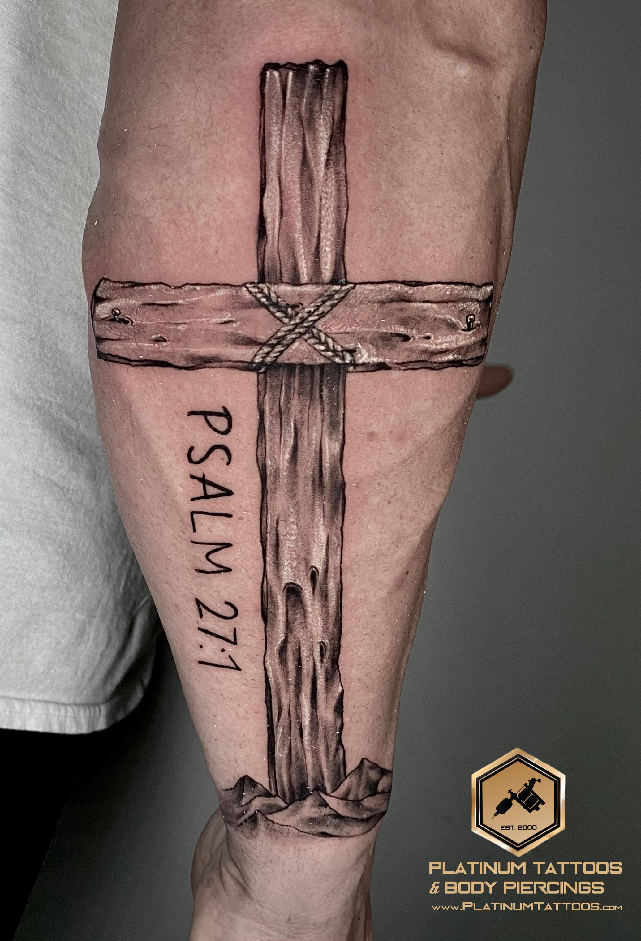 Black & Grey tattoo on the Forearm by Remy at Platinum Tattoos & Piercings, San Antonio TX