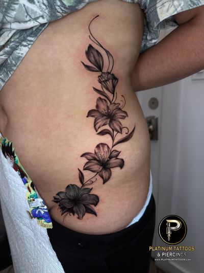 Tattoo Black & Grey on the Rib by Jerson at Platinum Tattoos & Piercings, San Antonio TX